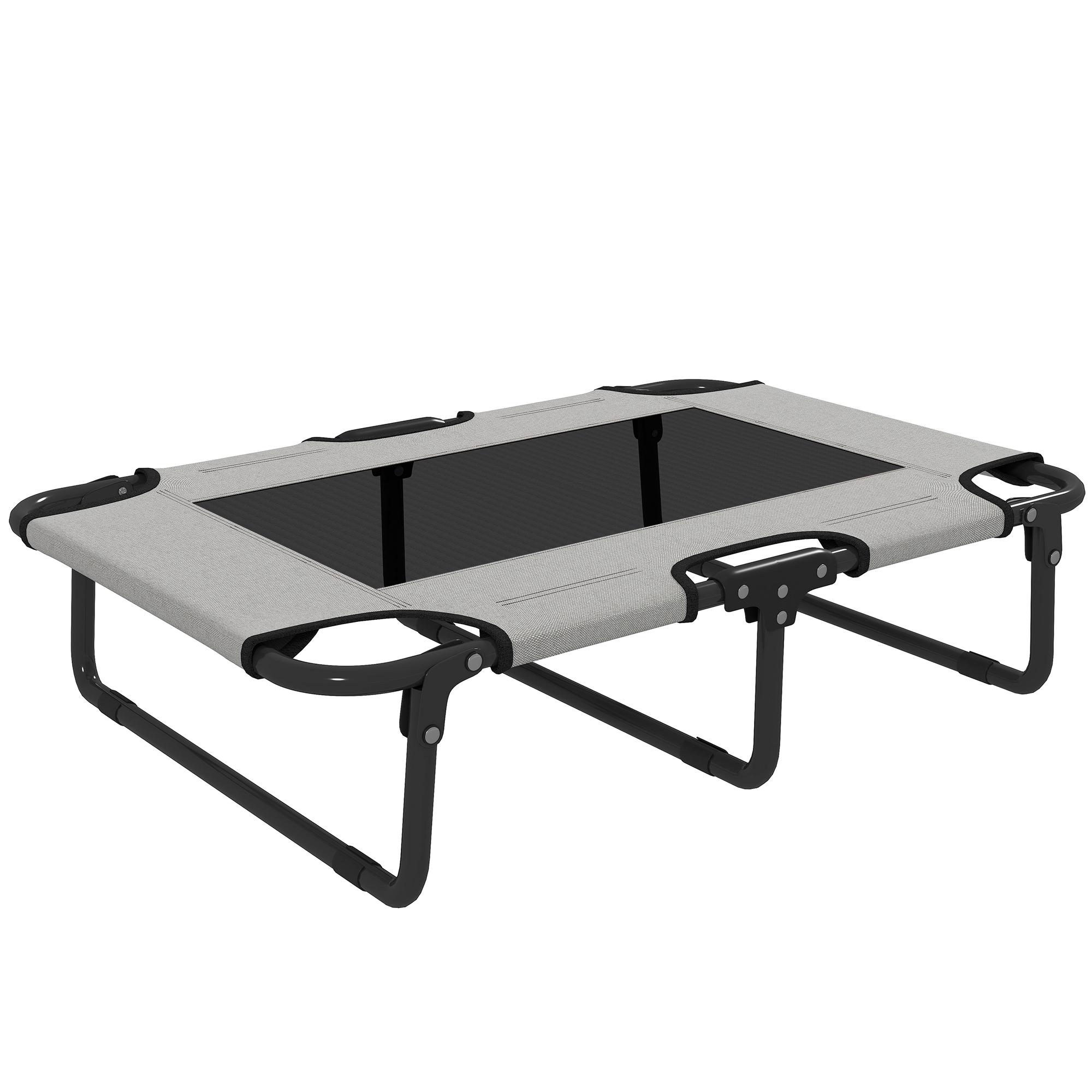Erhöhtes Hundebett Klappbar Haustierbett, Outdoor Hundeliege Mit Netzdesign Hellgrau Oxford 75 X 51 X 18 Cm