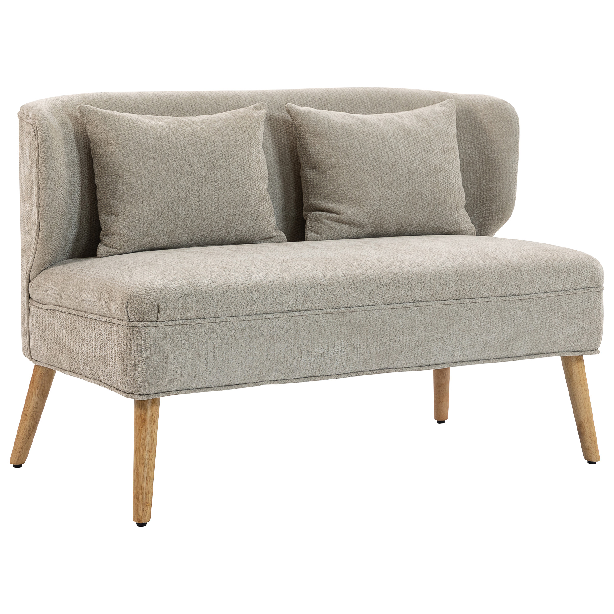 2-Sitzer-Sofa, Kleines Chenille-Sofa Mit Flügelrücken, Dickem Sitz, Gummibaumholzfüßen, Beige