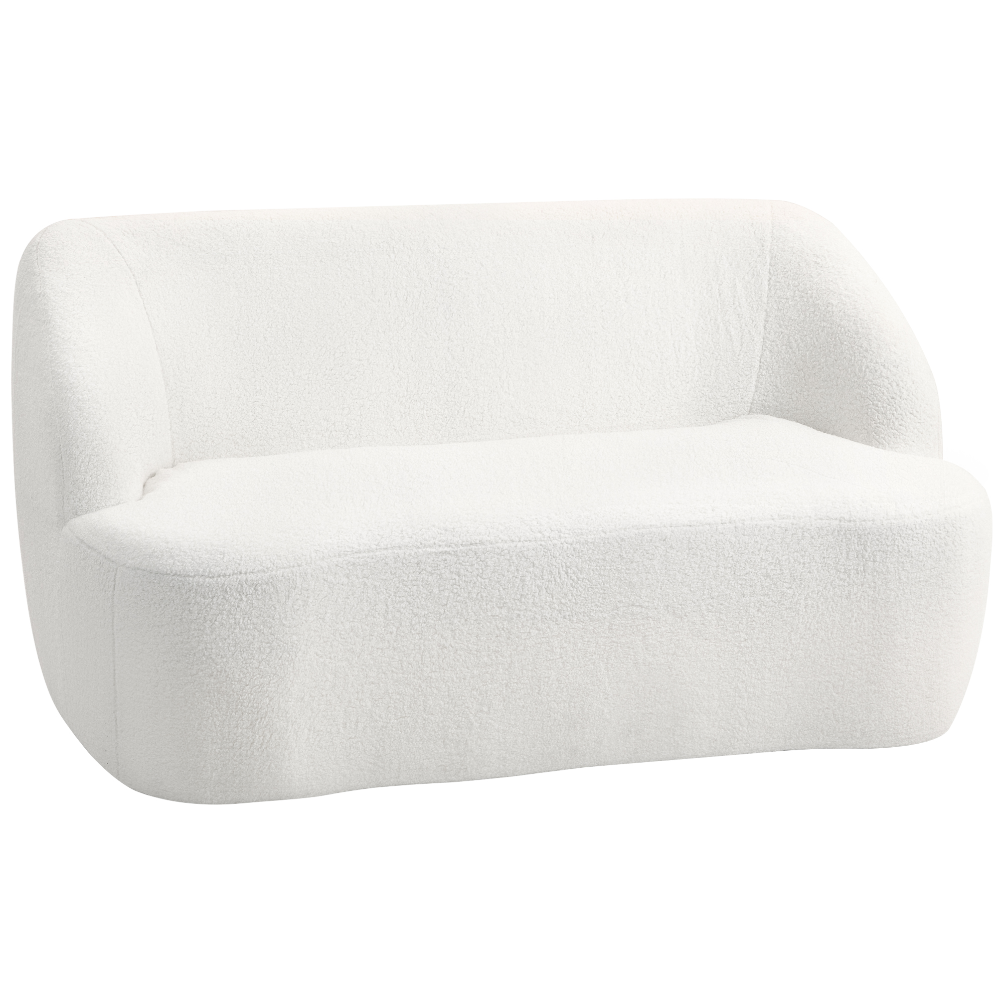 2-Sitzer-Sofa, Geschwungenes Design, Polstersofa Mit Fleece-Bezug, Für Wohnzimmer, Schlafzimmer, Homeoffice, Cremeweiß