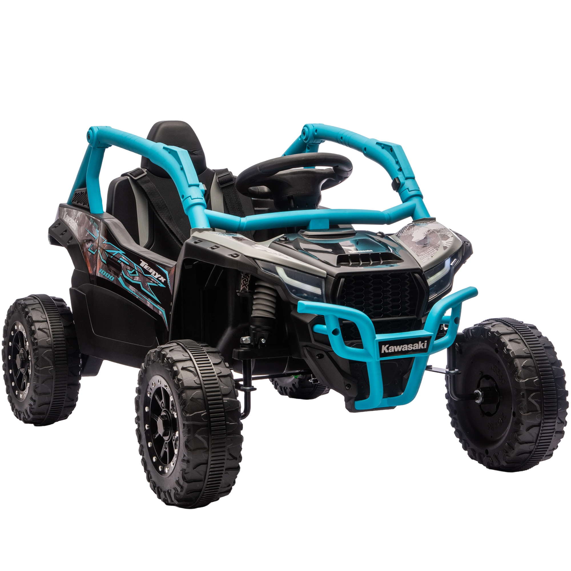 12V Elektrisches Geländefahrzeug Für Kinder, Fernbedienung, LED-Lichter, Musik, Hupe, Für Kinder Von 3-8 Jahren, Blau