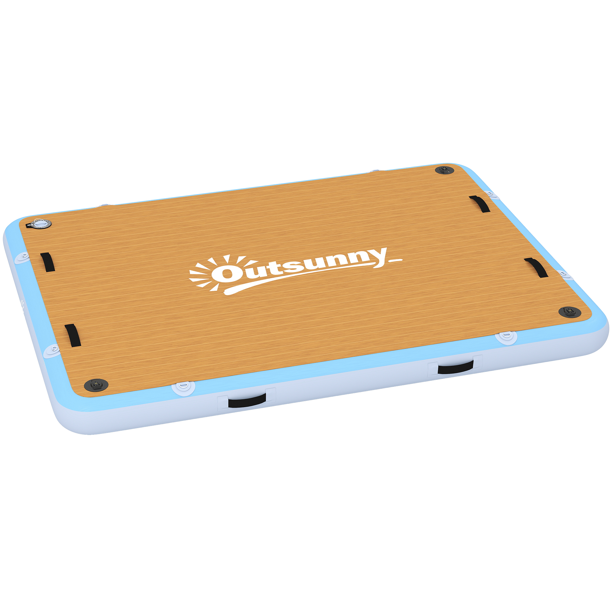 Aufblasbares Dock Schwimmdock 2,4x1,8m Aufblasbar Schwimmende Plattform 4-6 Personen Mit Rutschfest Oberfläche Leiter