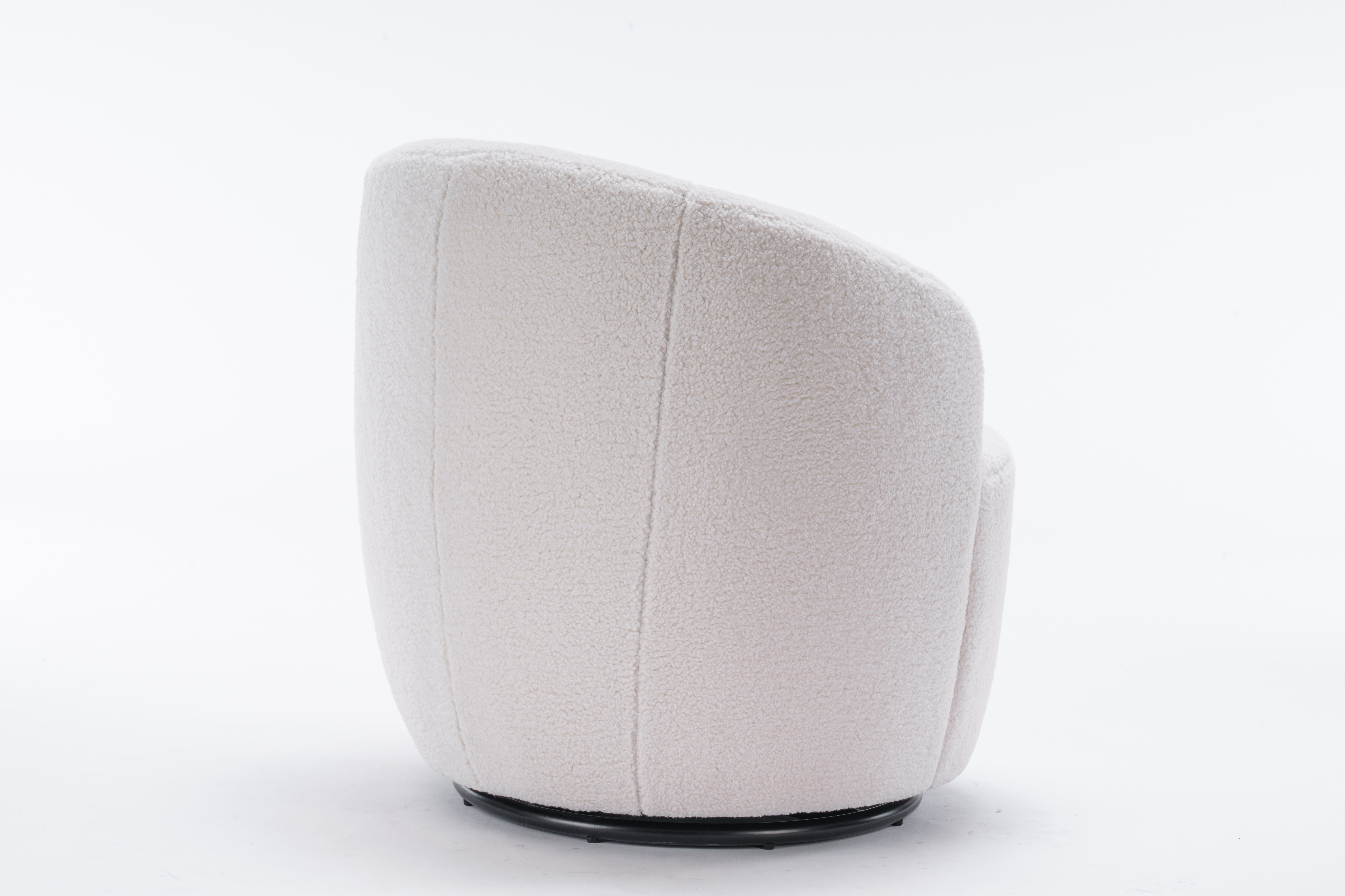 008S Teddy Fabric Swivel Accent Armchair Barrel Chair With Black Powder Coating — image 3