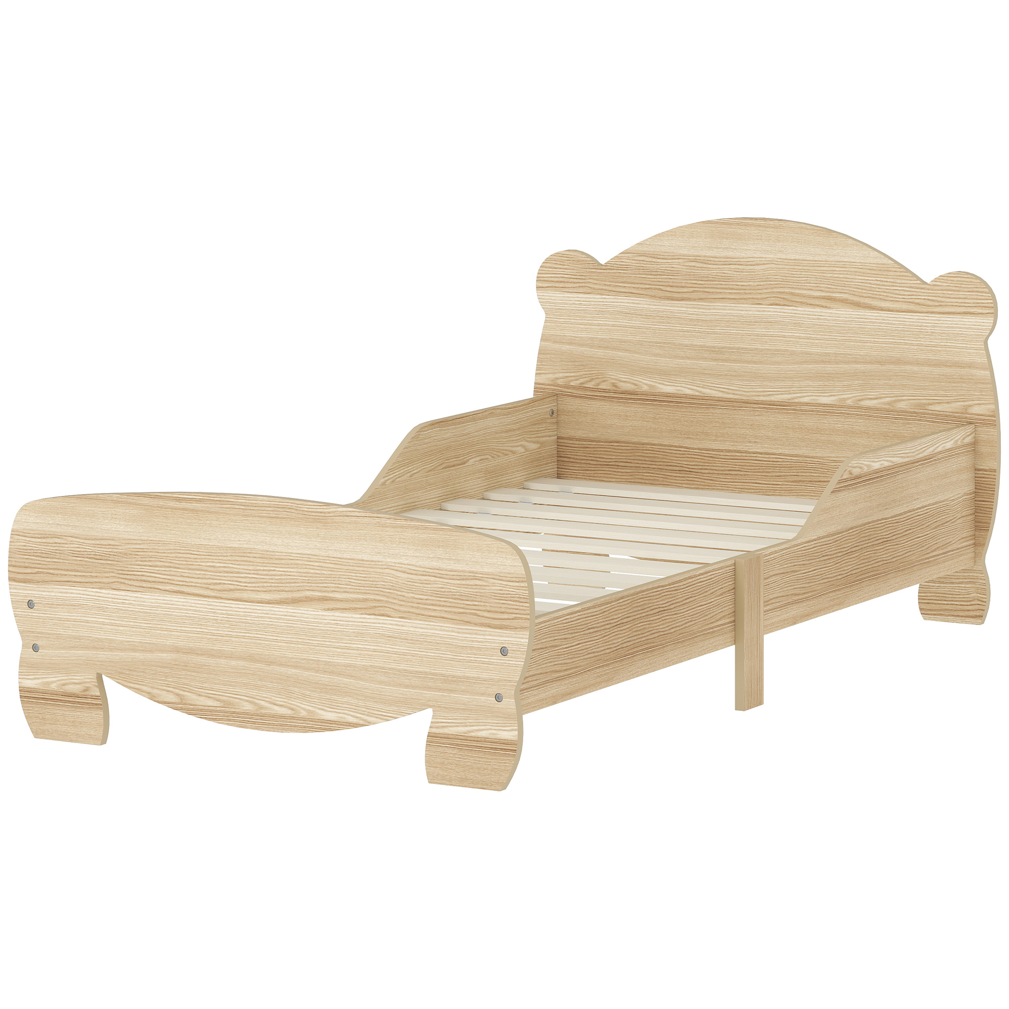 Kinderbett Jugendbett Hausbett Mit Bären-Design Spielbett Für 3-6Jahre Kinder 143,5 X 80 X 55 Cm Naturholz