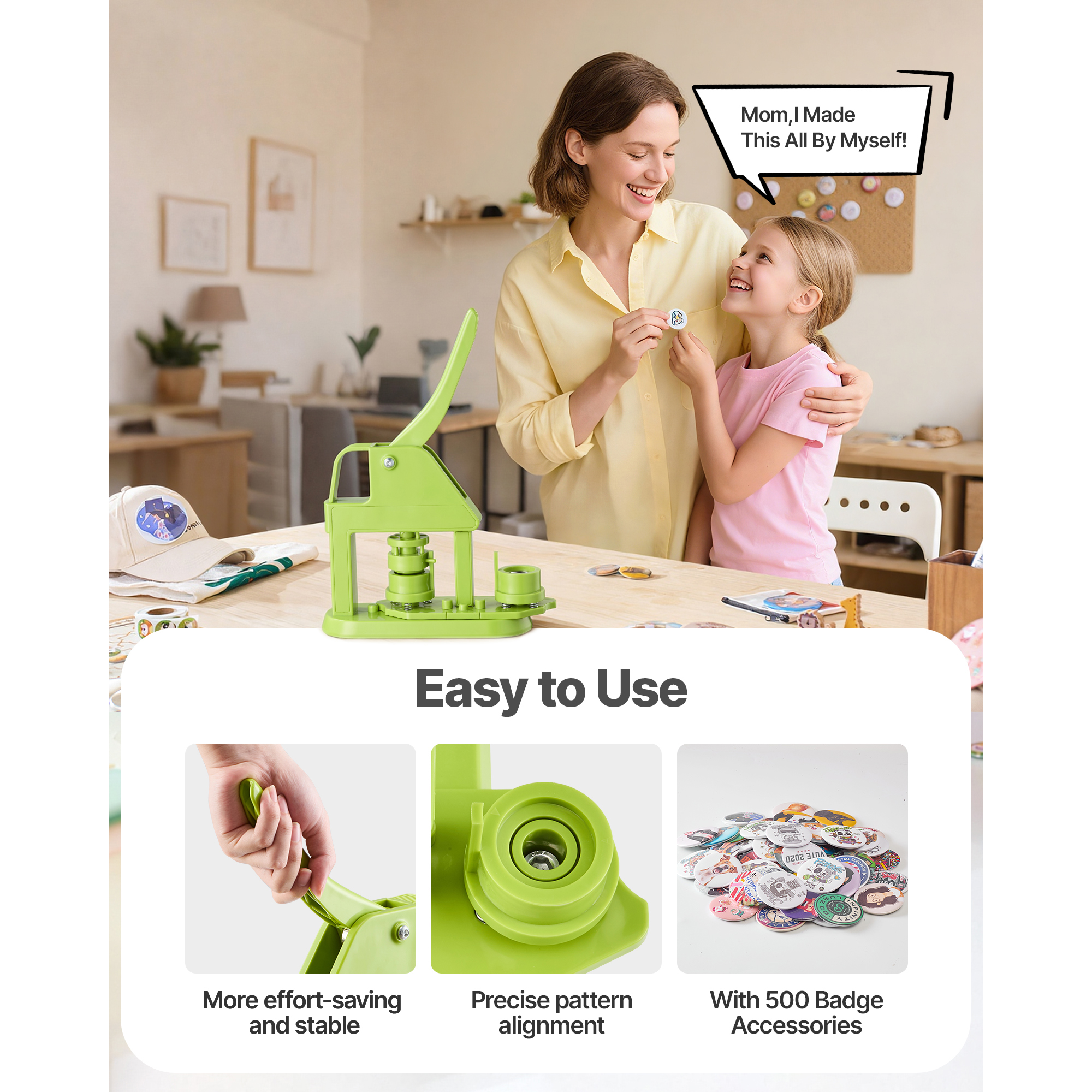 Button Maker Machine, 1.26 In, Plastic Pin Maker With 500pcs Button Parts, Mr. Panda Magic Book, Circle Cutter And… - 6