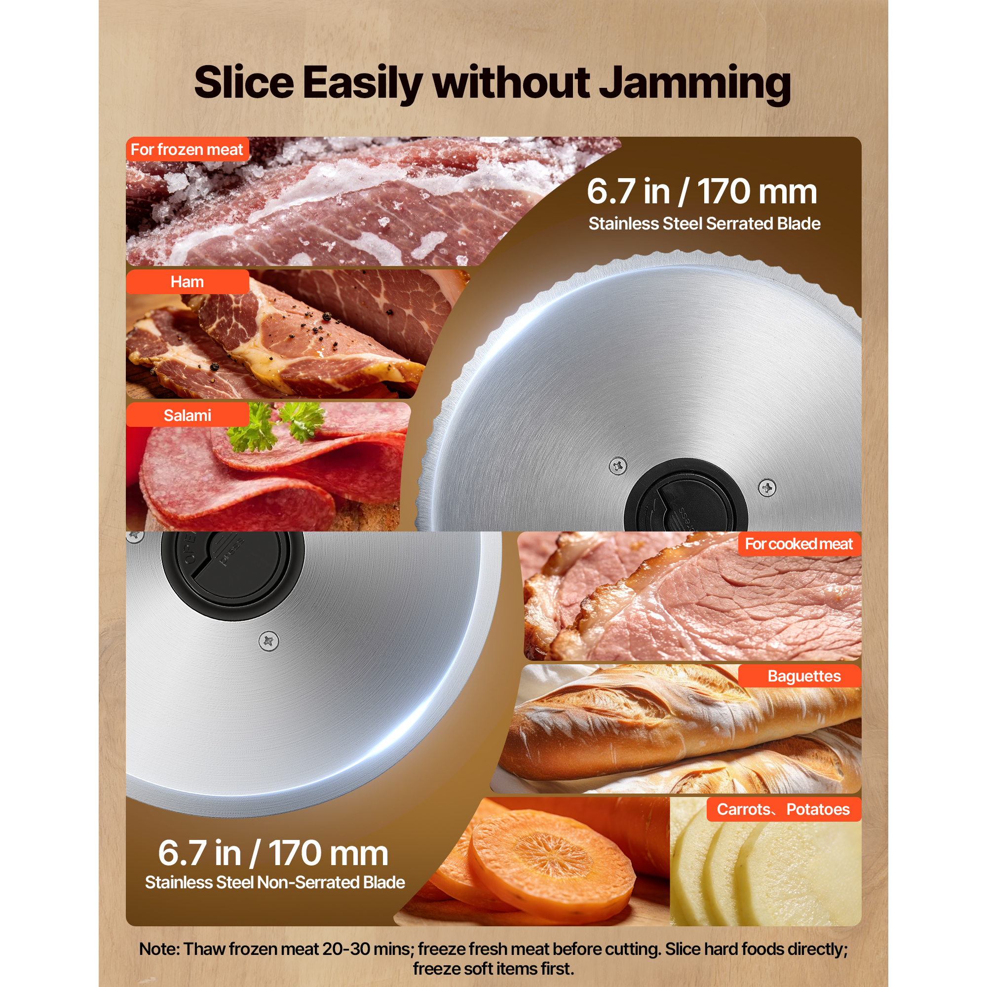 Meat Slicer, 6.7 Inch 150W Electric Deli Slicer Machine With Two SUS420 Blades, 0-0.6 Inch Adjustable… image 3