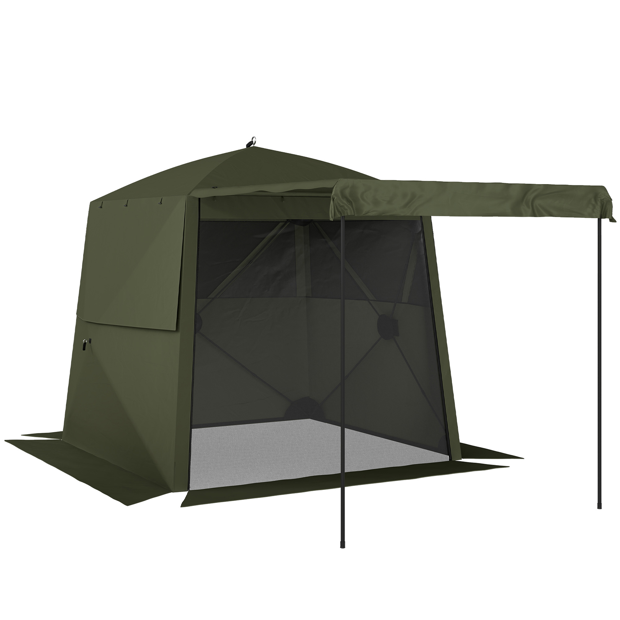 Pavillon 2x2m Wasserdicht Stabil Winterfest Pop-up Faltpavillon Mit 4 Seitenteilen Netzfenstern Vortür UV 30+