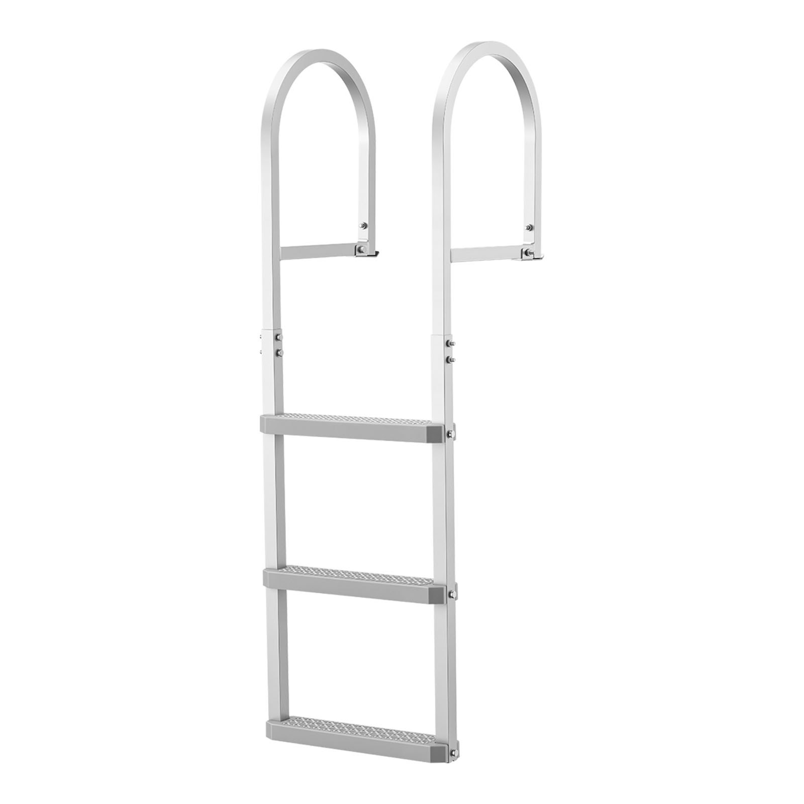 Removable Dock Ladder, 3 Steps, Aluminum Alloy Pontoon Boat Swim Ladder, With Non-Slip Wide PP Steps, 500 Lbs Weight Capacity, Quick Release Design, For Lake Swimming, Pool, Marine Boarding