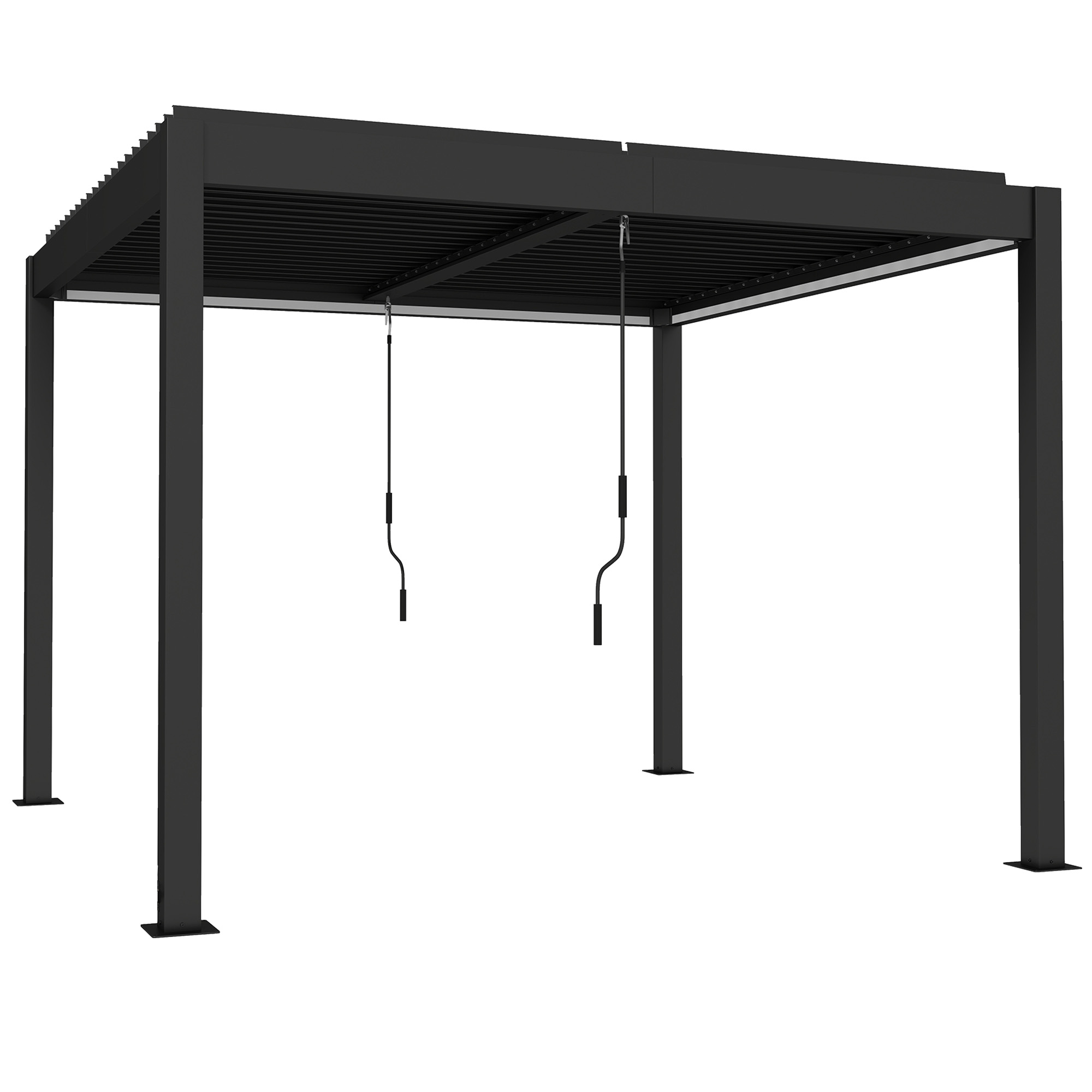 Pergola 3x3 M Aluminium Terrassenüberdachung Mit LED-Beleuchtung Fernbedienung Verstellbar Lamellendach