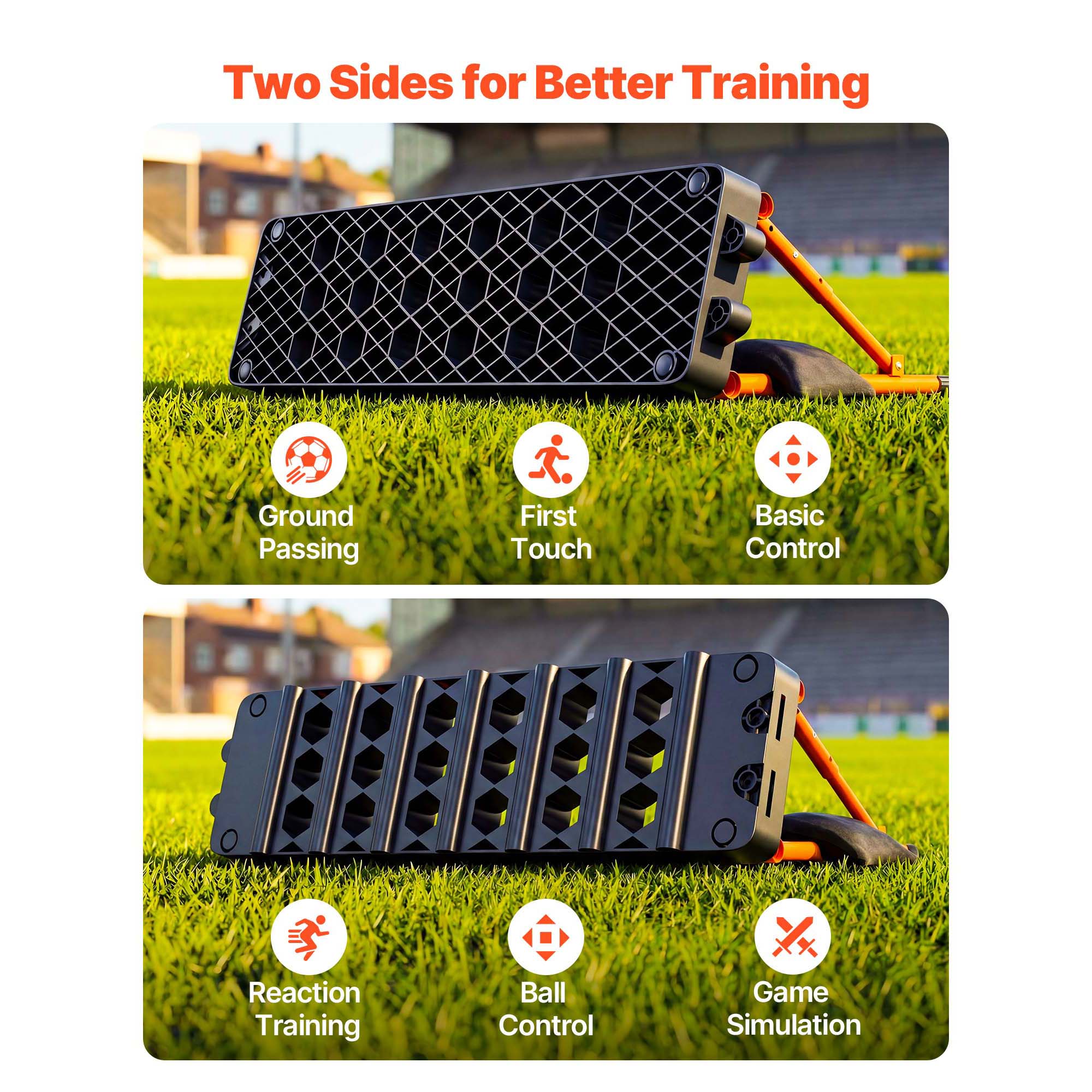Soccer Rebounder Board, 37.4 X 9.8 In Portable Soccer Rebound Wall, Dual Surface Sports Kick Back Trainer, 3 Adjustable Angles, Easy Setup Ball Practice Equipment For Passing & Reaction Skills