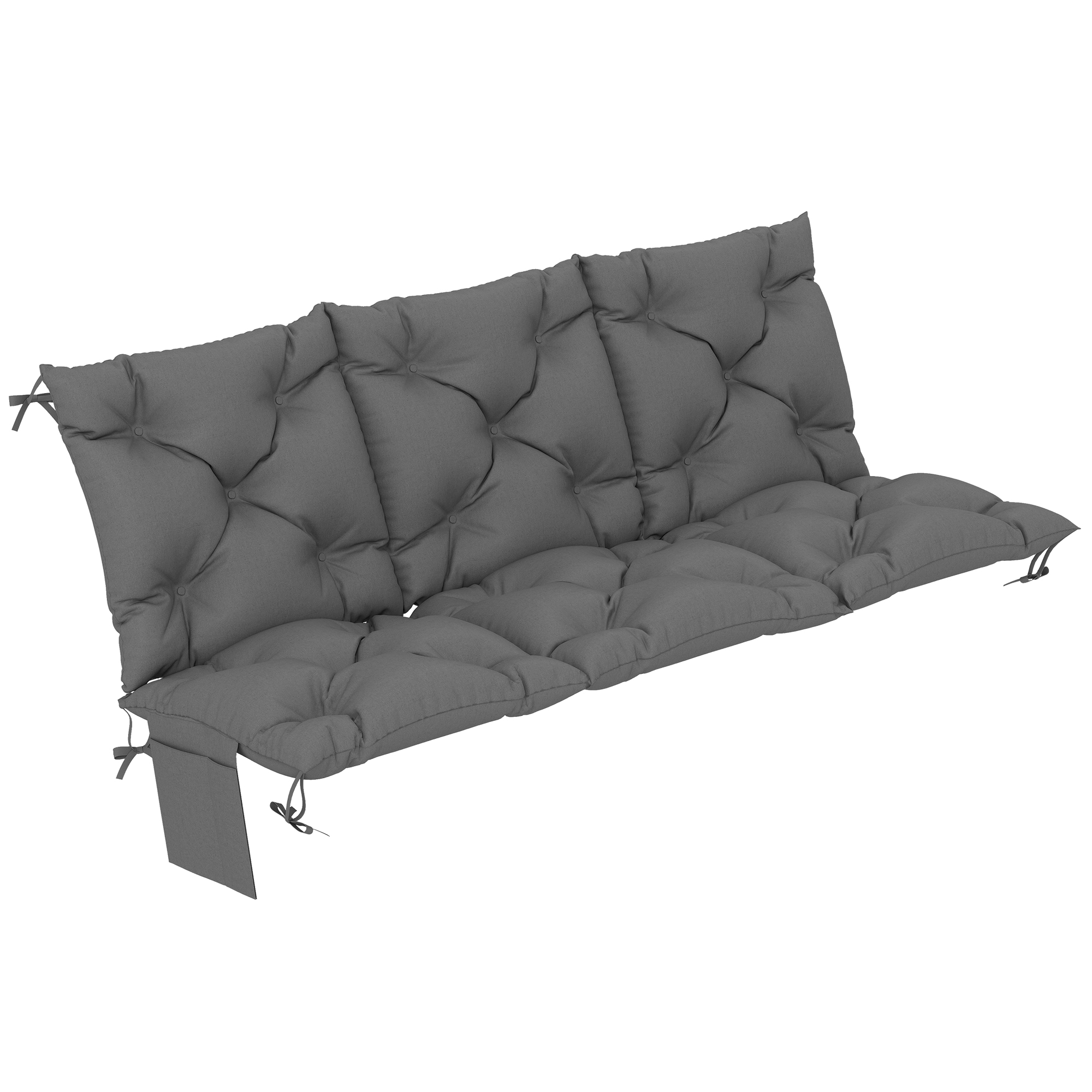 Bankkissen Wasserabweisend Rutschfest Outdoor-Schaukelpolster Mit Rückenlehne & Befestigungen 150 X 100 Cm Dunkelgrau