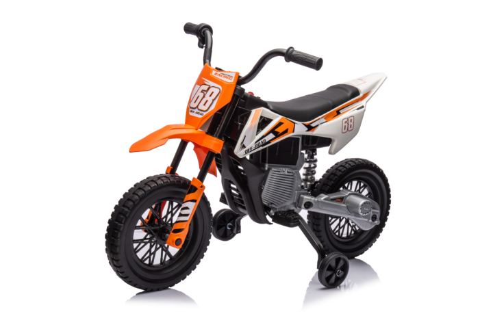 Elektro-Motorrad Für Kinder, 12V Kindermotorrad Mit Musik, Kinderfahrzeug Mit Trainingsrädern, 3-6 Jahre, Orange