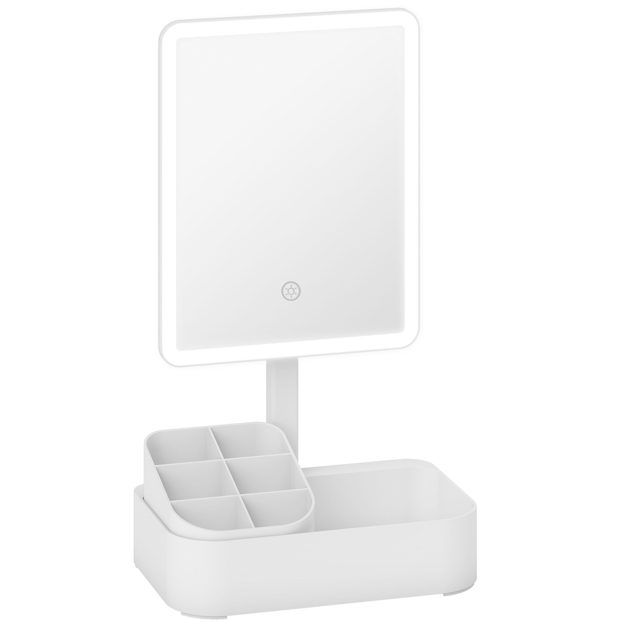 Schminkspiegel Mit Beleuchtung Wiederaufladbar 180°Drehbar LED Kosmetikspiegel Mit 2 Beleuchtungsmodi, Weiß