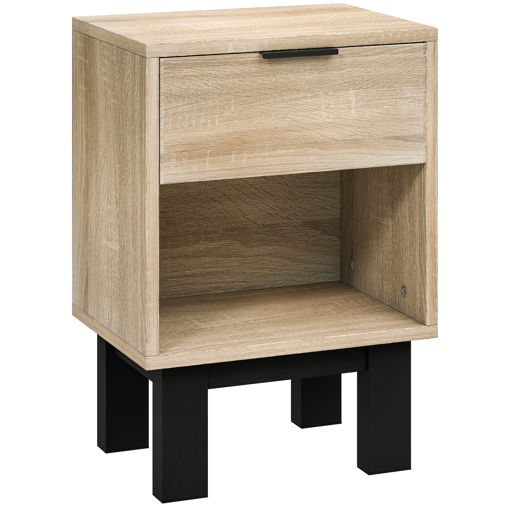 Nachttisch, Nachtschrank Mit Schublade, Offenes Fach, Nachtkommode Für Schlafzimmer, Wohnzimmer, 35 X 26 X 50 Cm, Eiche