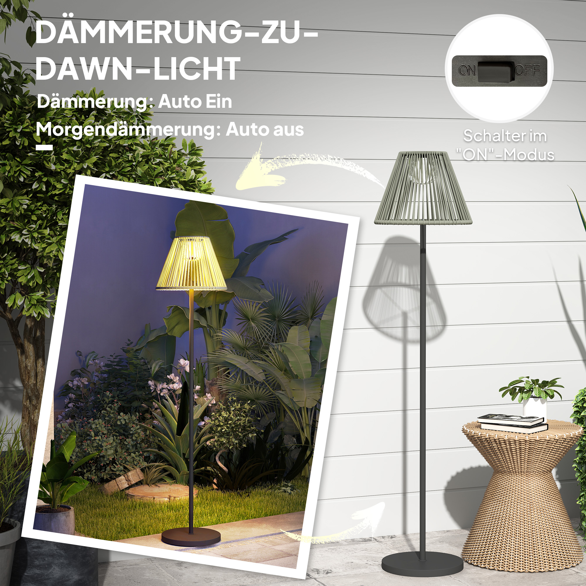 Solar Stehlampe Rattan Solarlampen Mit Lichtsensor 25 LED-Lichte Solarleuchte Im Boho-Stil Ø33 X 135 Cm A6357ce2 2d43 4af6 9c81 48588d3e3f65