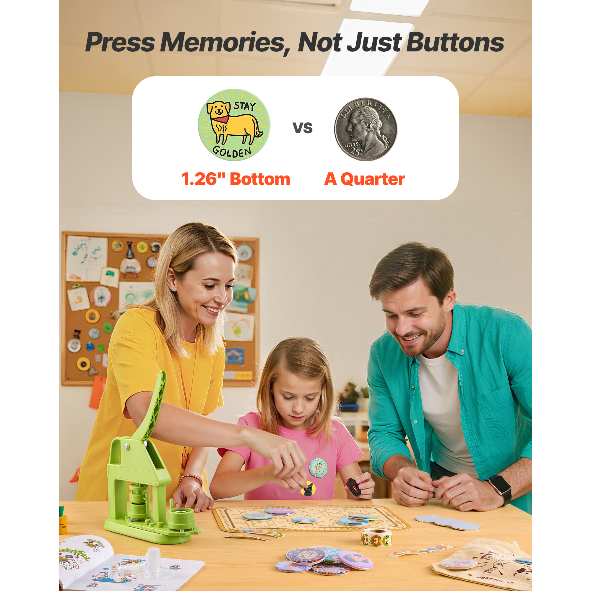 Button Maker Machine, 1.26 In, Plastic Pin Maker With 500pcs Button Parts, Mr. Panda Magic Book, Circle Cutter And… - 3