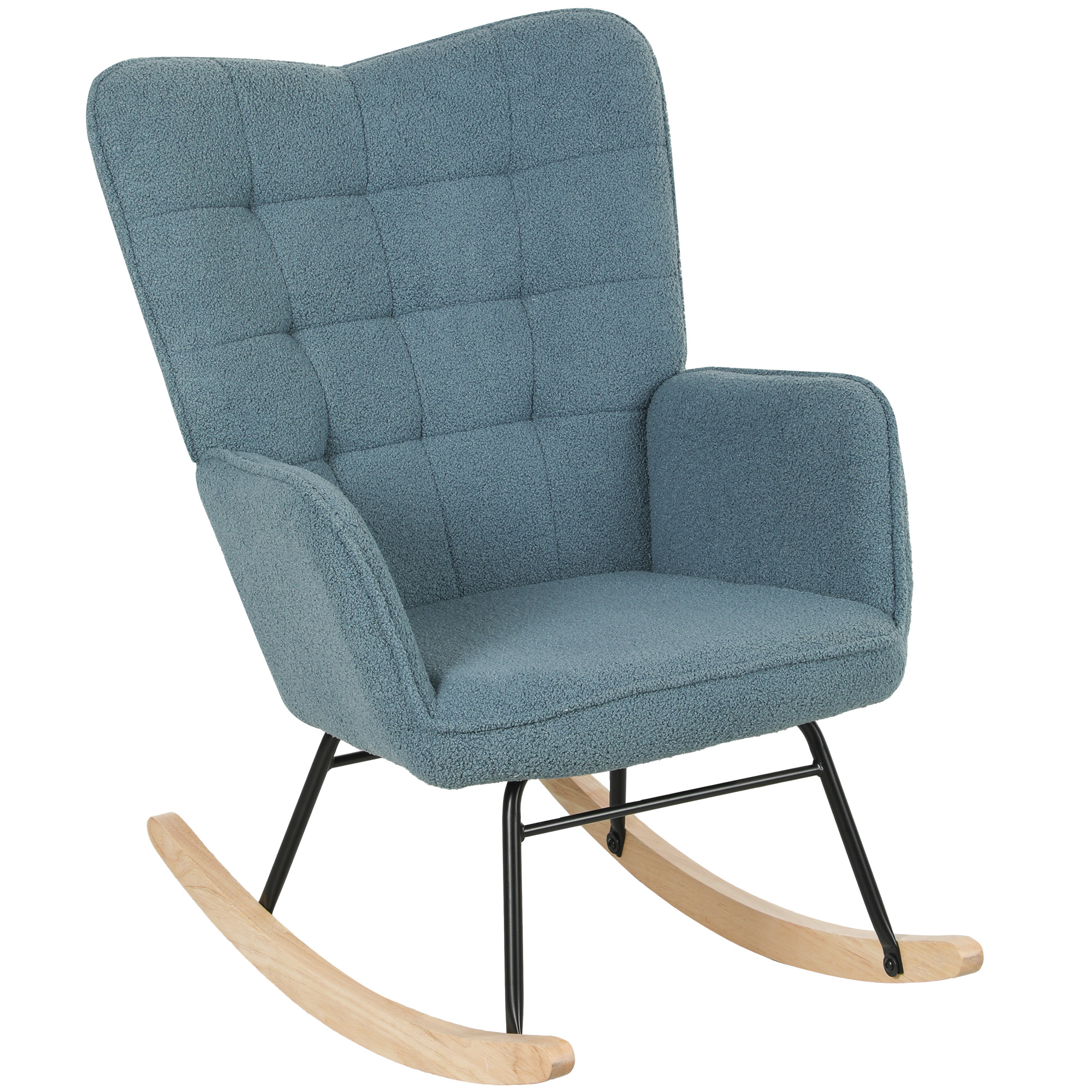 Schaukelstuhl, Ergonomische Form, Echtholzkufen, Bis 120 Kg, Hellblau