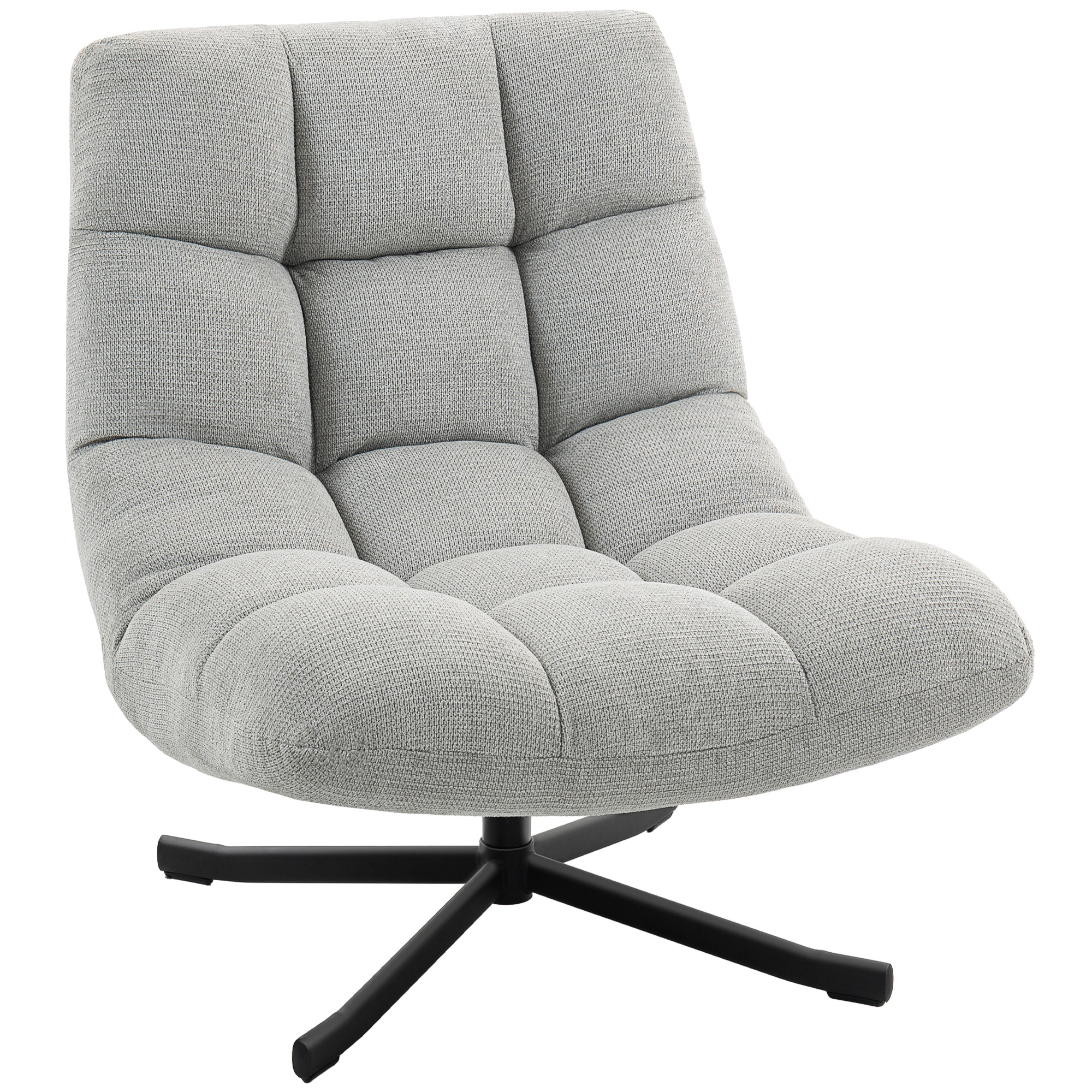 Sessel Drehbar Loungesessel Mit Breiter Sitzfläche, Wasserabweisend Chenille-Optik, Gekreuzt Stahlbeine, Hellgrau