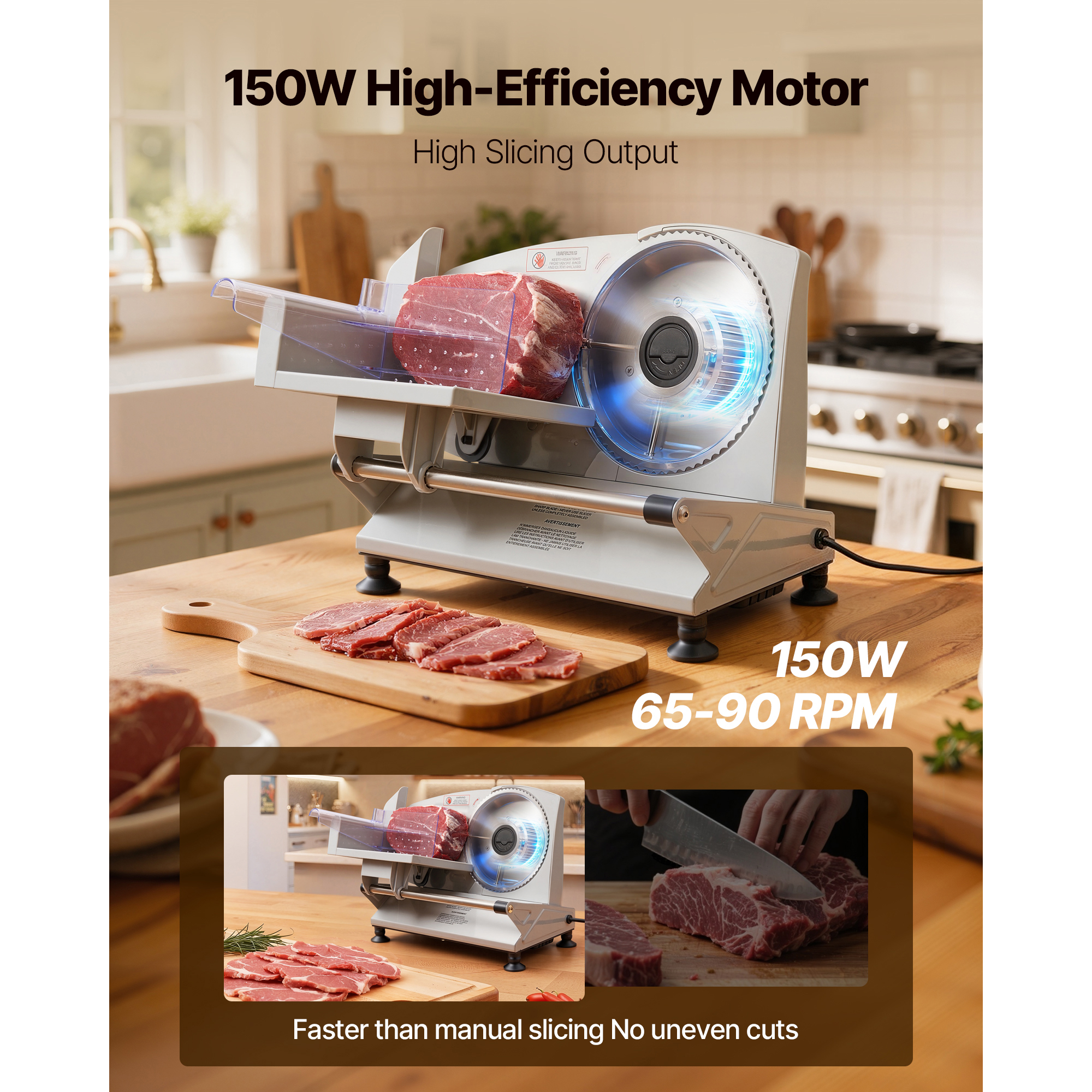 Meat Slicer, 6.7 Inch 150W Electric Deli Slicer Machine With Two SUS420 Blades, 0-0.6 Inch Adjustable… image 2