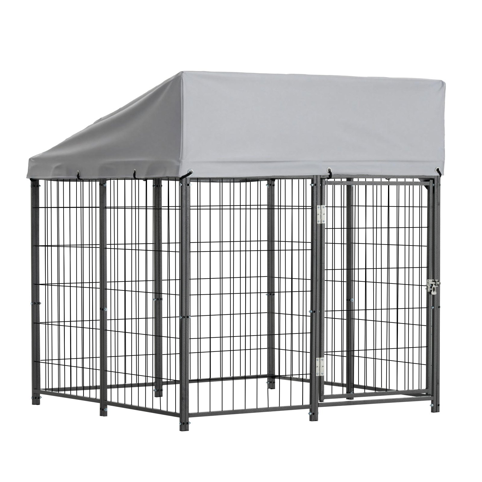 Outdoor Dog Kennel, 3.67 X 3.78 X 4.1 Ft Large Dog Kennel With Secure Lock, Outside Dogs Enclosures With UV-Resistant & Waterproof Roof Cover, Heavy Duty Pet Crate Cage Run For Large Dogs