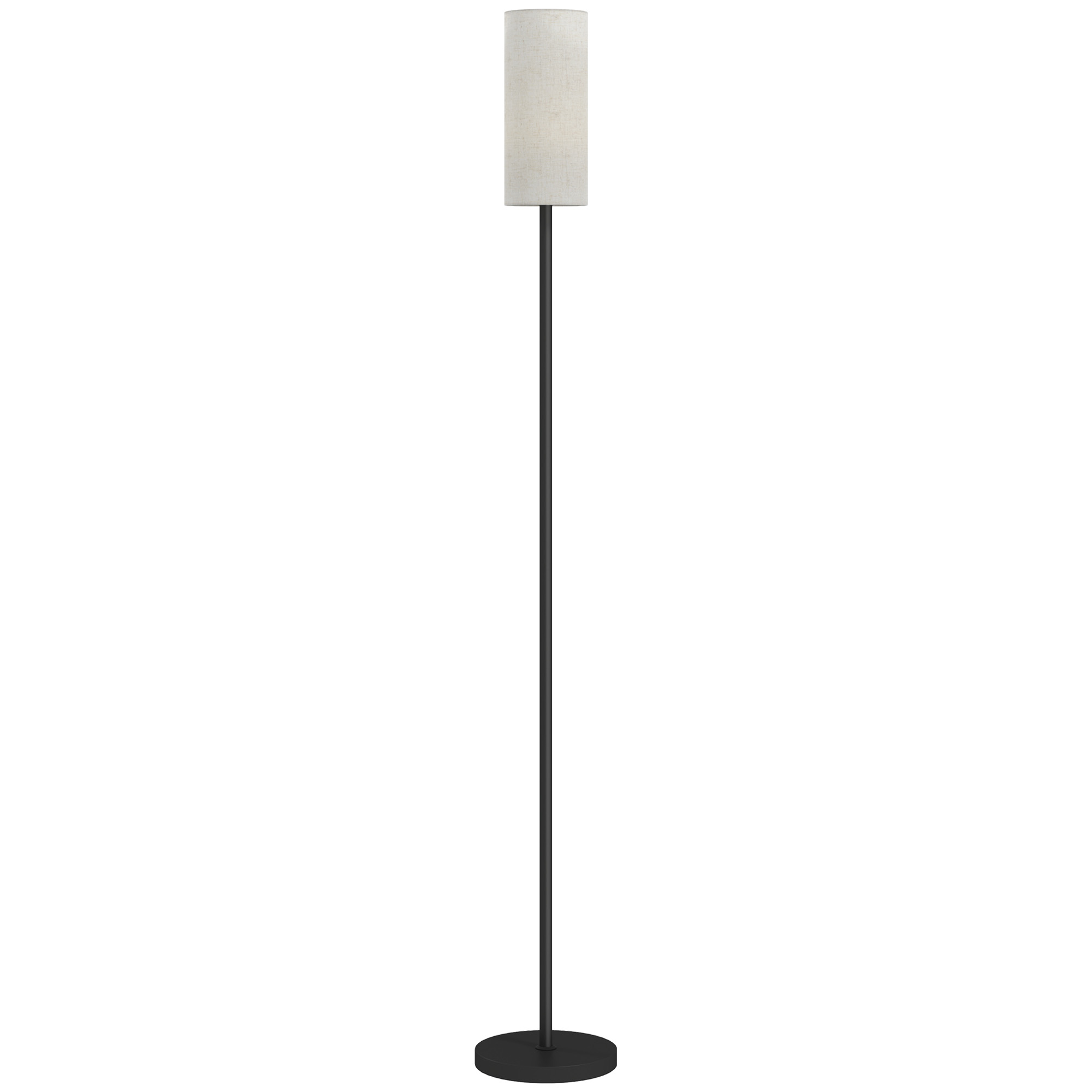 Stehlampe, Schirm In Leinenoptik, Metallstange, Fußschalter, Weiß