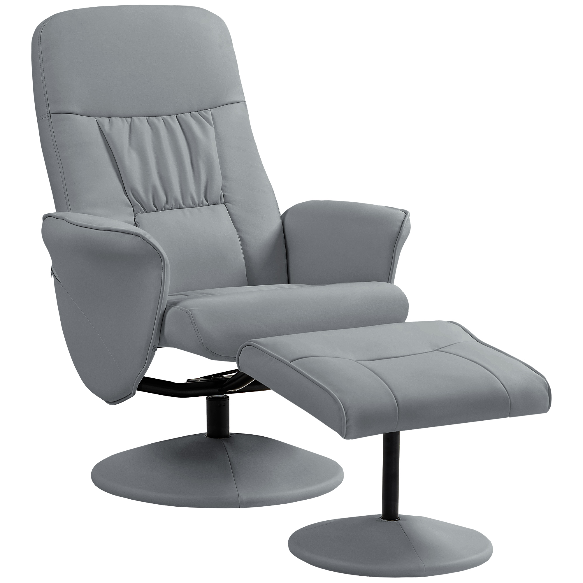 2-teiliges Sessel-Set Sessel Mit Fußhocker Relaxsessel Mit Fußhocker, Höhenverstellbar, Neigbare Rückenlehne, Hellgrau