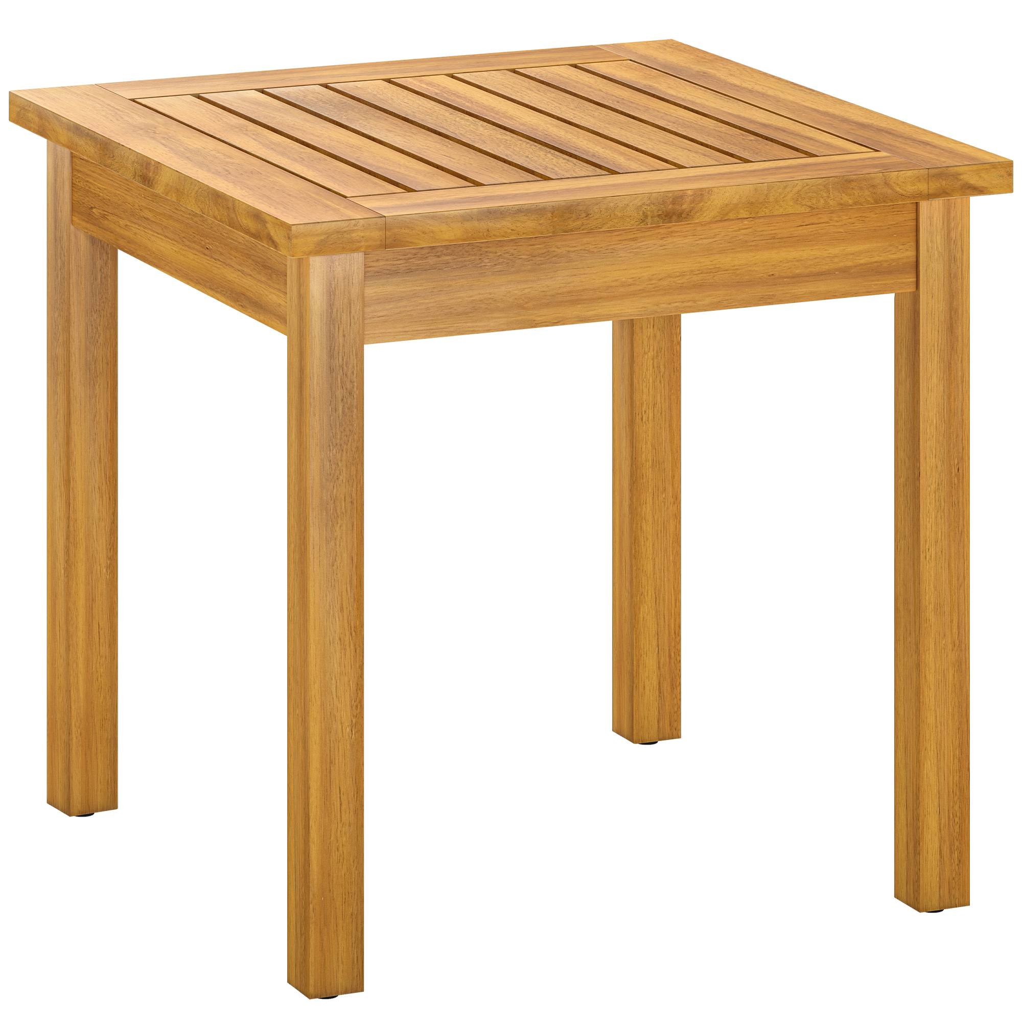 Beistelltisch 48 X 48 Cm Wetterfest Gartentisch Mit Lamellendesign Verstellbaren Füßen, Quadratisch