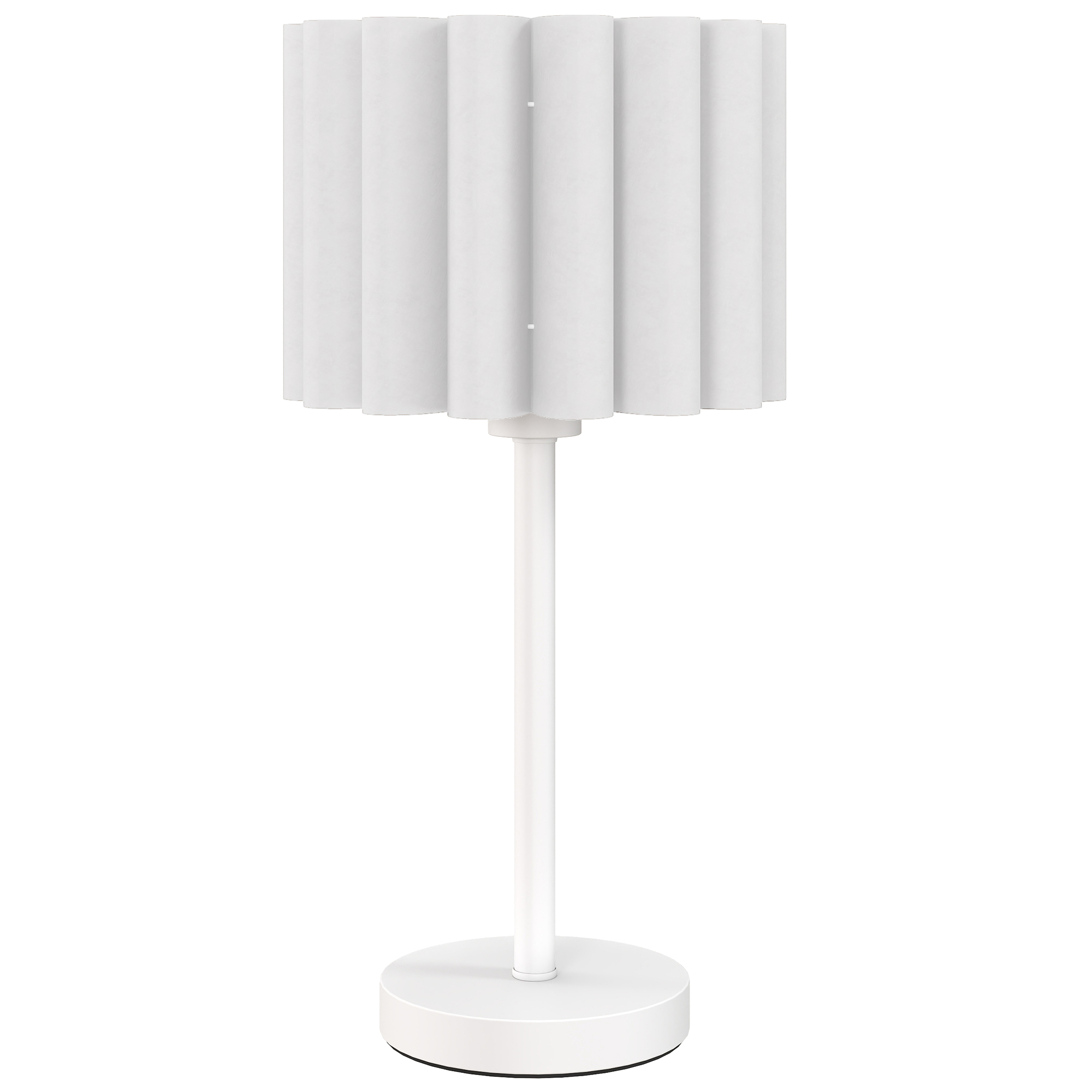 Tischlampe Im Retro-Stil, Nachttischlampe, Kunststoff-Schirm, Knopfschalter, Weiß