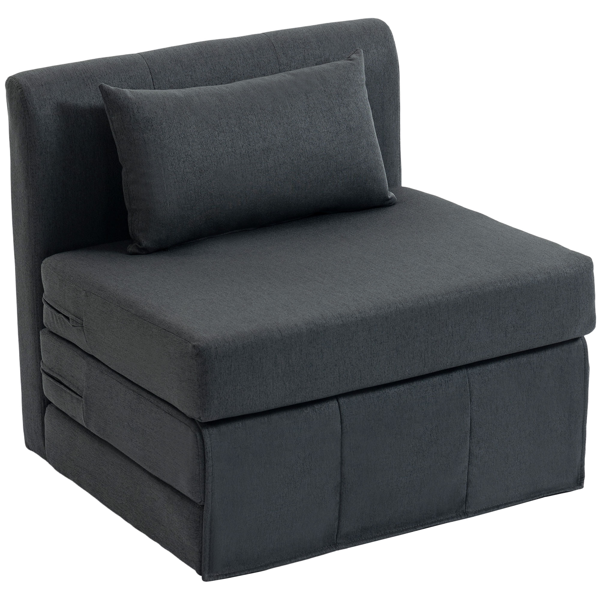 2-in-1 Schlafsessel Klappbares Sofa-Bett Mit Leinenstruktur, Gepolstertes Gästebett Klappstuhl, Dunkelgrau
