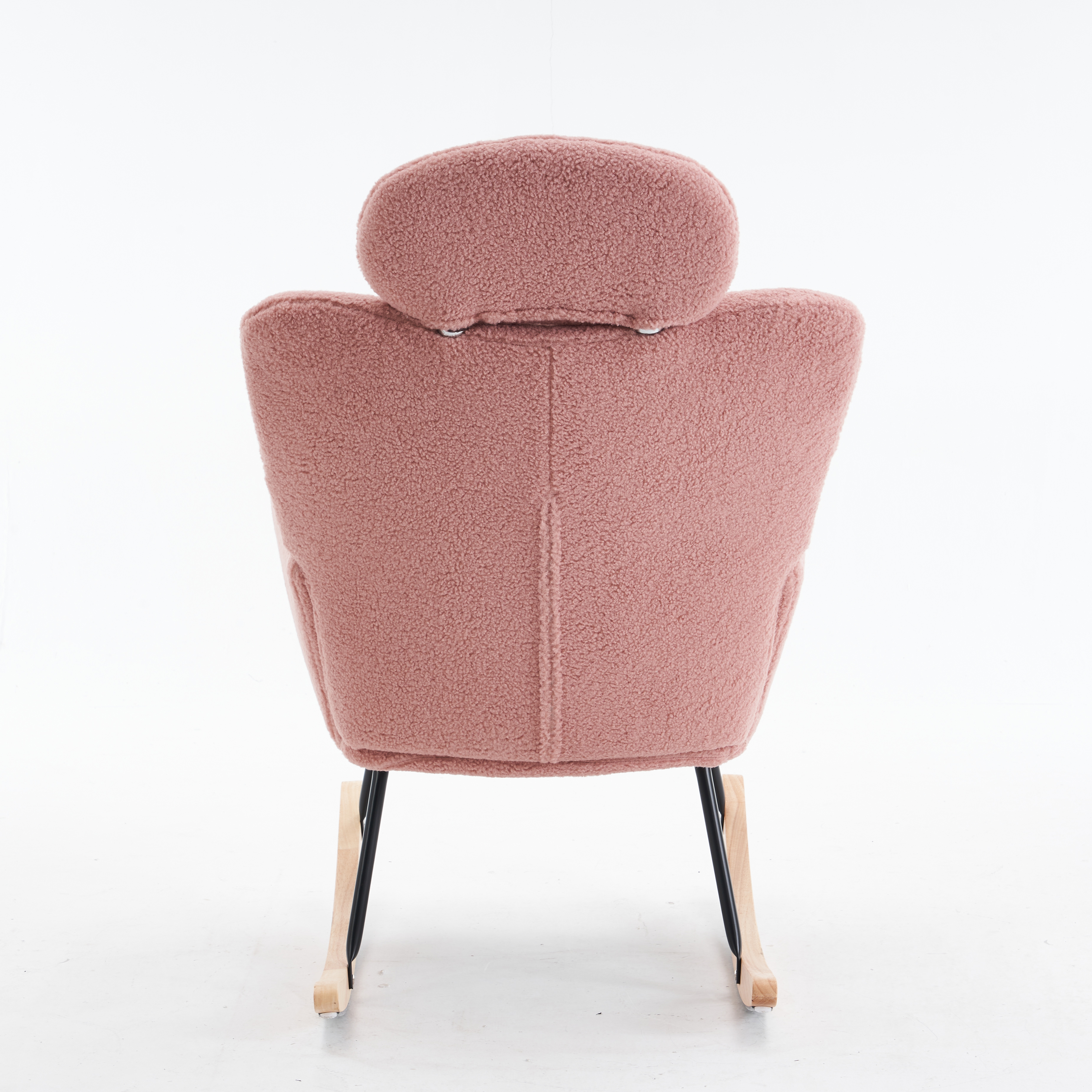 Teddy Fabric Tufted Upholstered Rocking Chair Padded Seat With Headrest — image 2