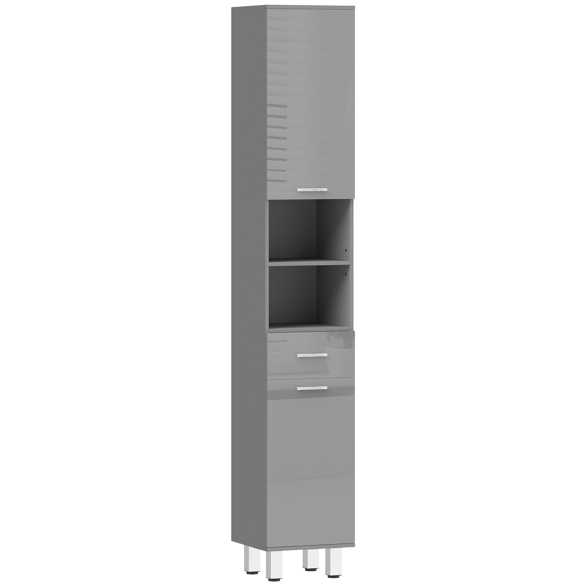Badezimmerschrank, Badkommode, Mit Regalen Und Schublade, Verstellbar, Grau