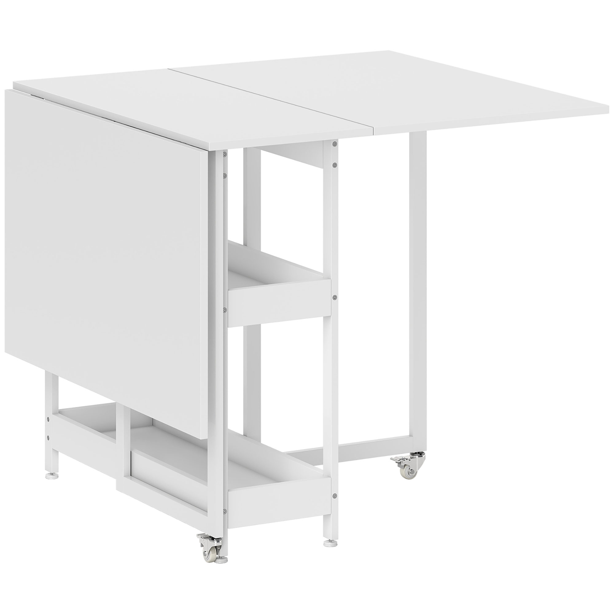 Klappbarer Esstisch Im Industriedesign, Für Bis Zu 4 Personen, Offene Regale, Flexibel, Metall, Spanplatte, Weiß