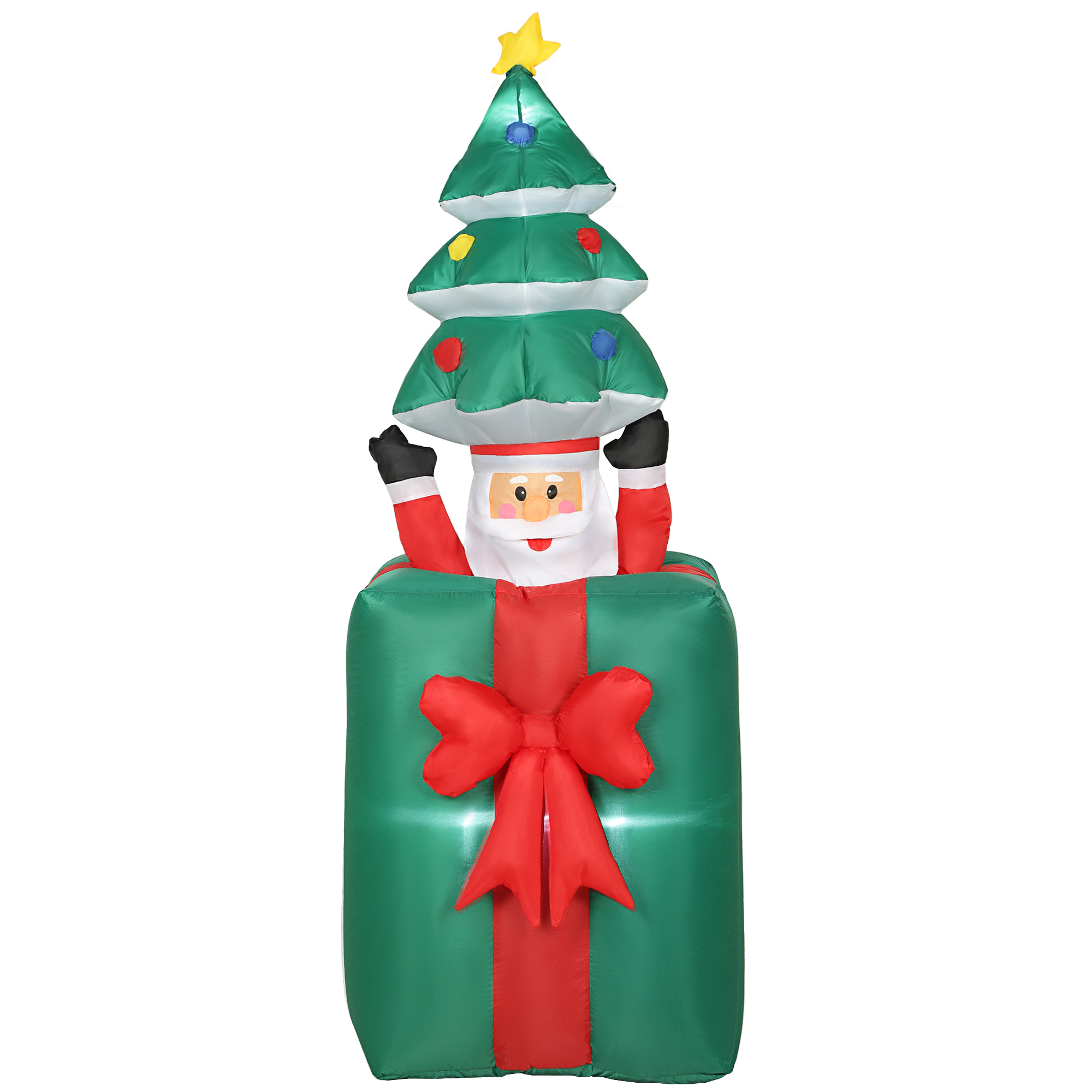 Aufblasbare Weihnachtsdekoration Mit LED-Lichtern, Polyester, Für Drinnen Und Draußen, Rot+Grün