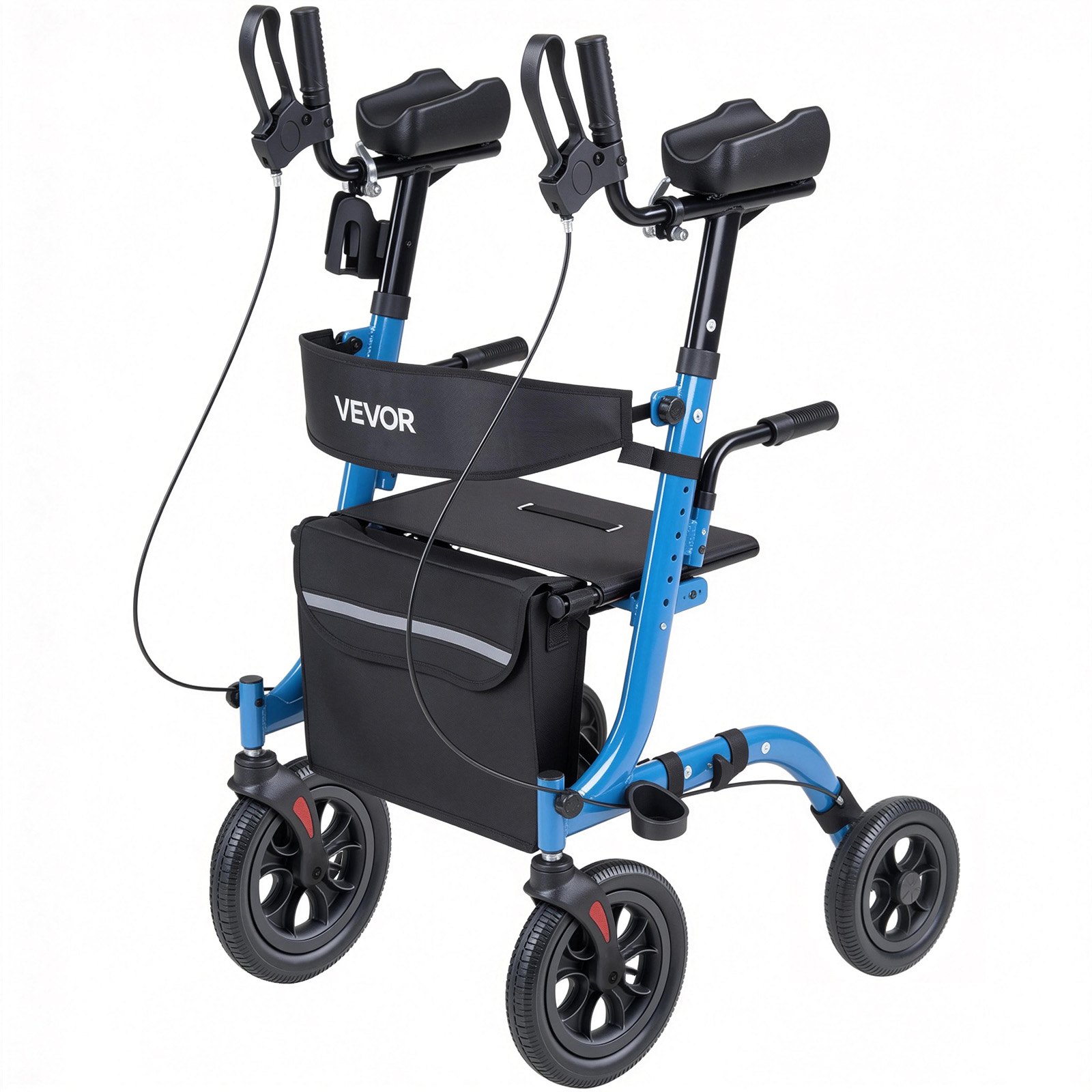 Rollator Walker With Seat For Seniors, Foldable Rolling Walker, Lightweight Aluminum Mobility Walking Aid With PU Solid Wheels, Adjustable Handle, Storage Bag, Cup Cane Holder - Supports 300LBS