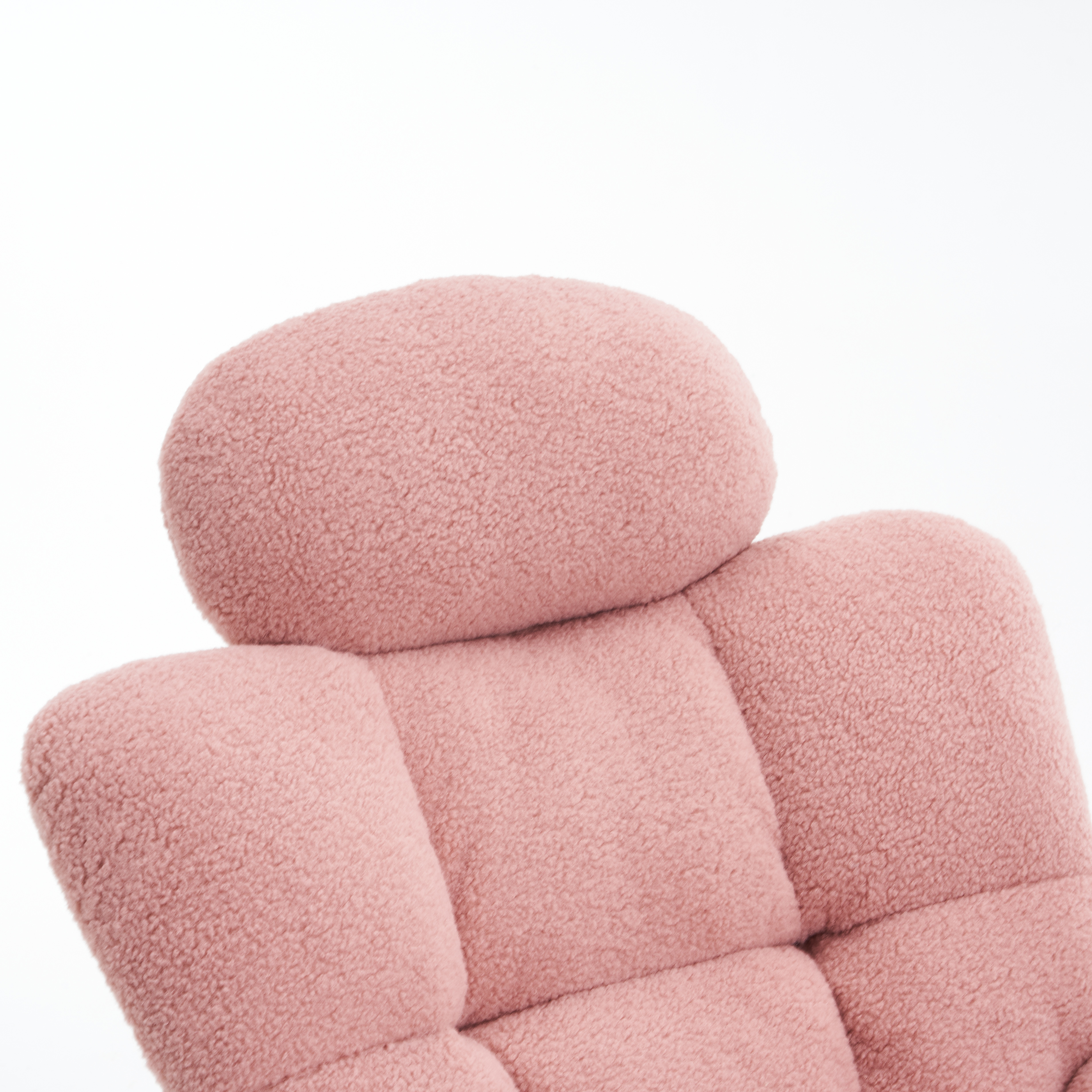 Teddy Fabric Tufted Upholstered Rocking Chair Padded Seat With Headrest — image 3