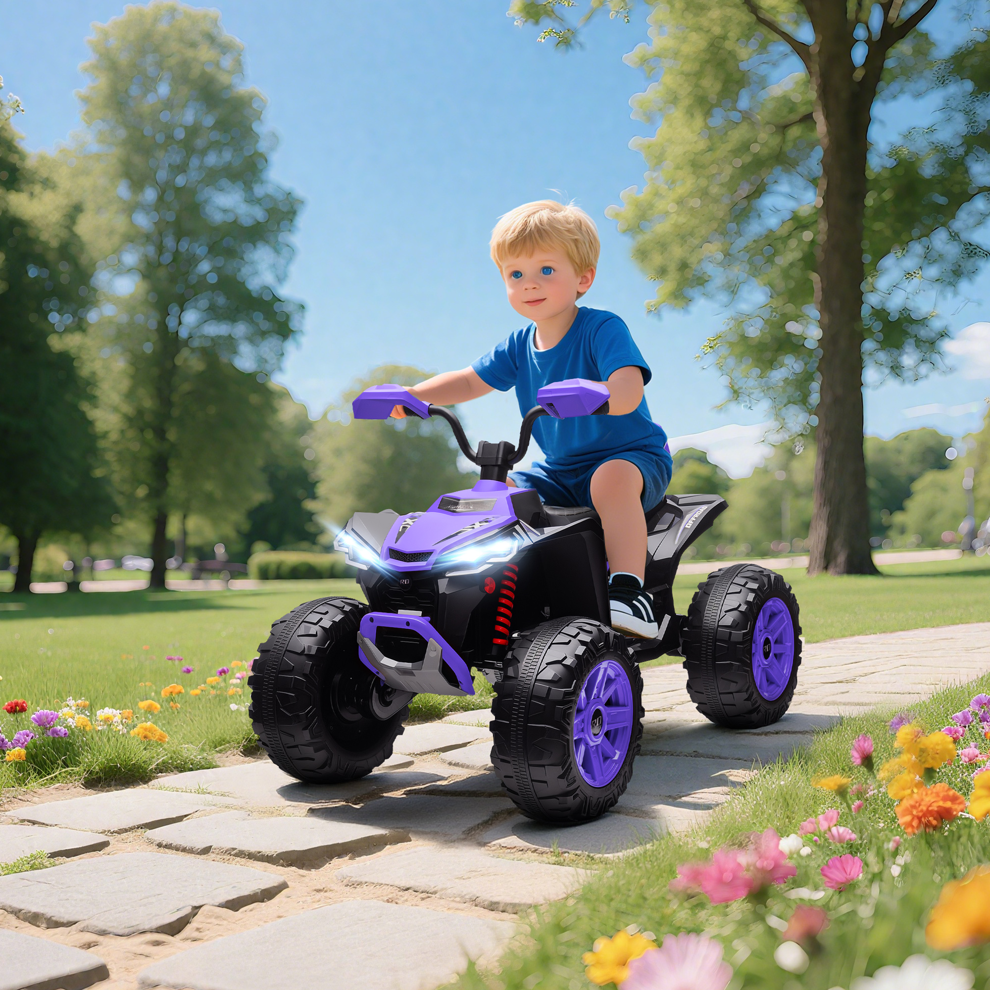 Kinder-Elektro-Quad, 24V Elektro-Fahrzeug Mit 4 Rädern, Scheinwerfer, USB-Anschluss, MP3-Funktion, 6,5 Km/h, 3-8 Jahre 3
