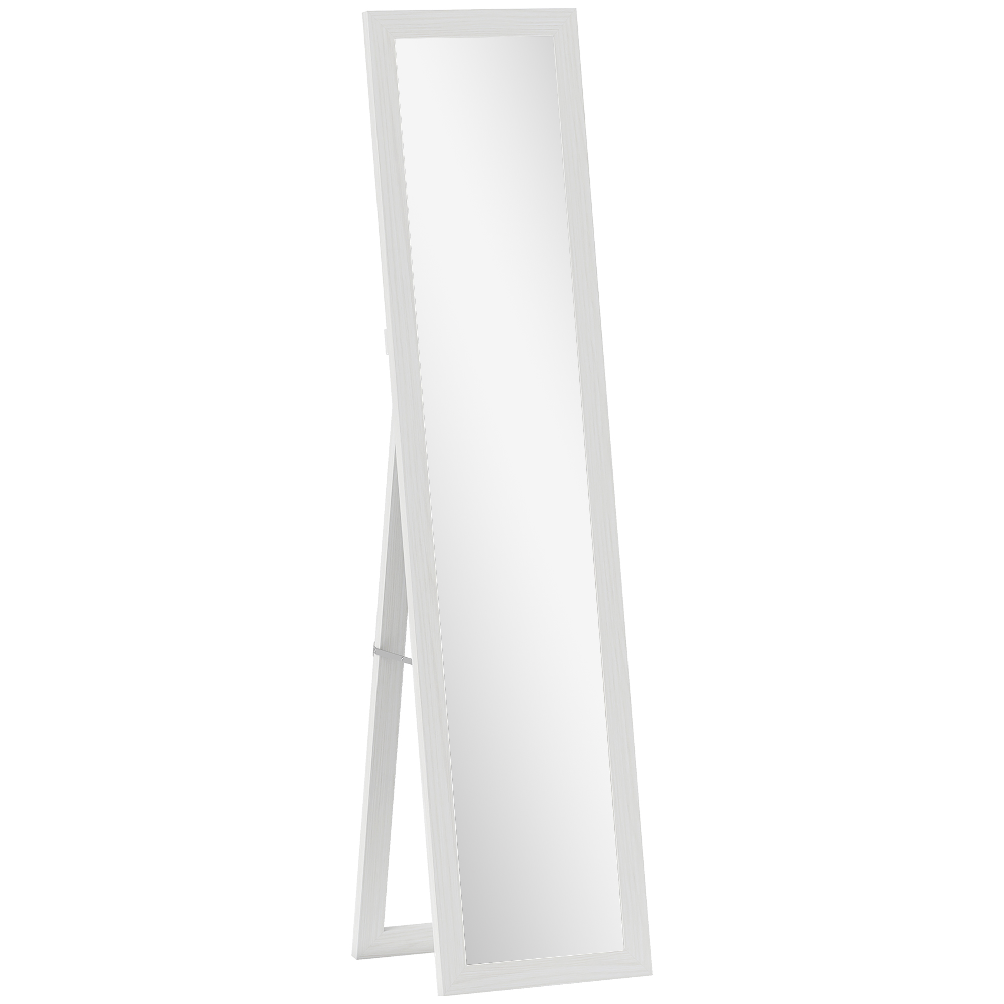 Standspiegel, Ganzkörperspiegel Mit Ständer, Freistehender Wandspiegel, 37 X 157 Cm, Weiß