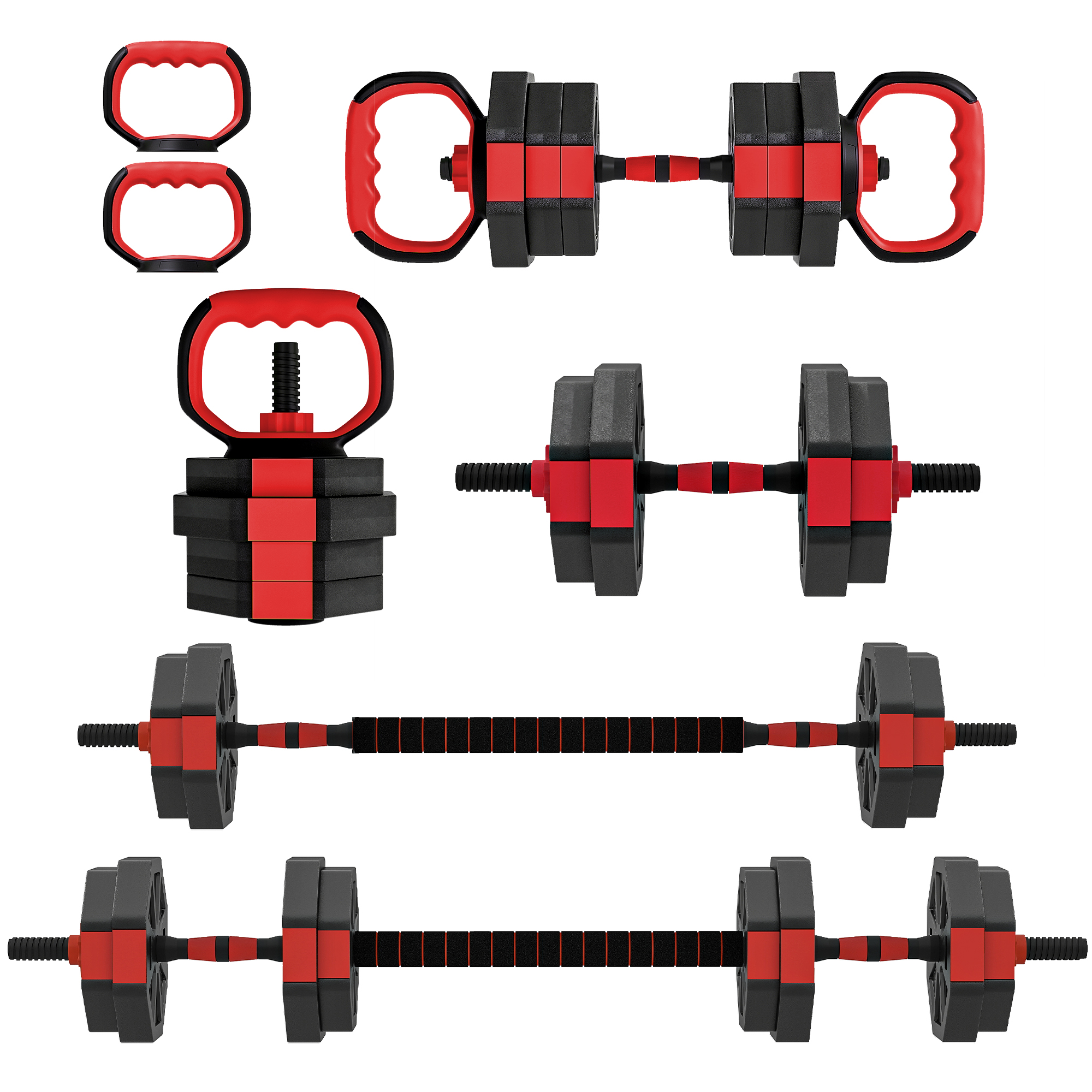 6-in-1 Hantelset Kurzhantel Set Kurzhanteln Langhanteln Verstellbar 15 KG Für Krafttraining Zuhause