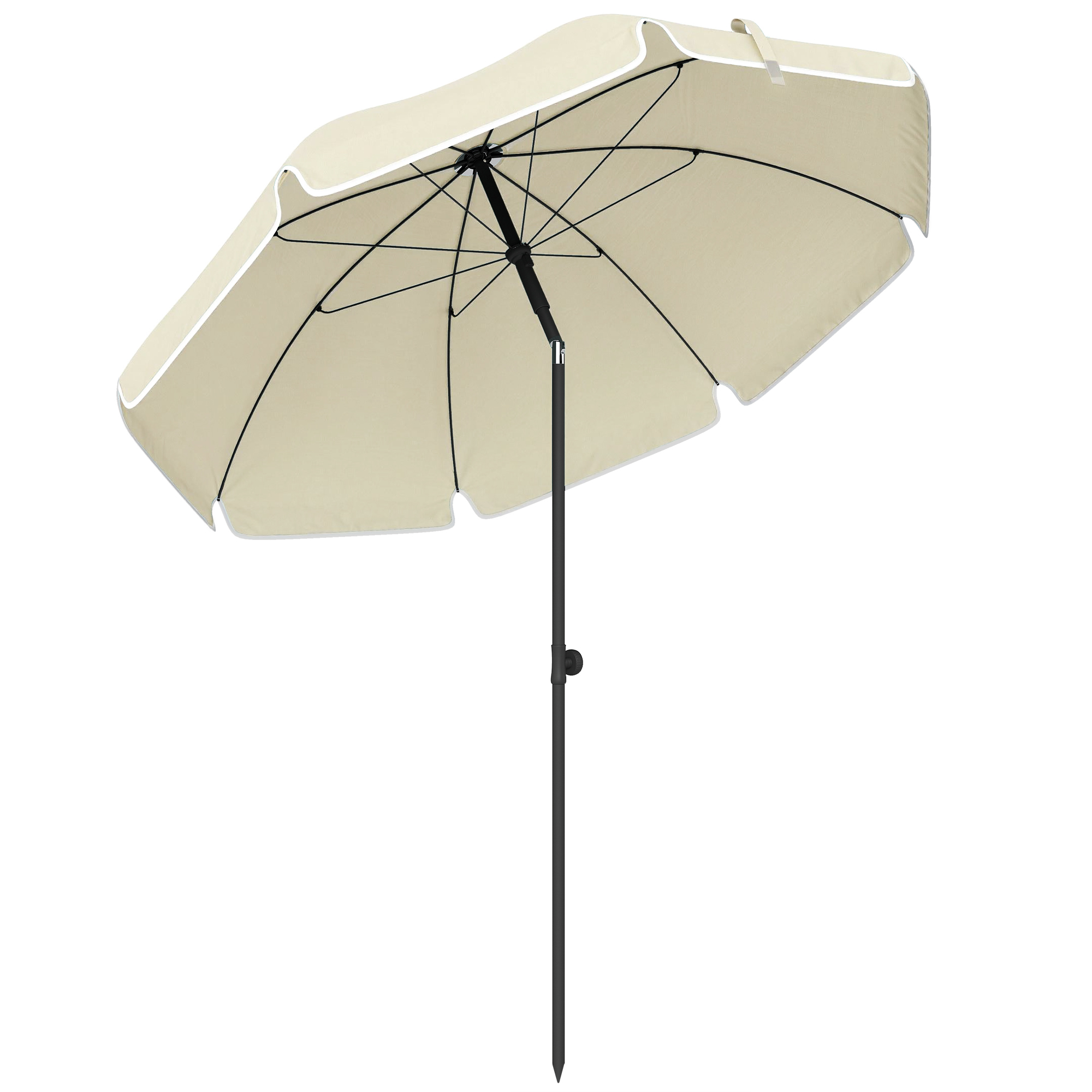 Sonnenschirm Strand Ø150 Cm Wasserabweisend Faltbar Strandschirm Mit Sandanker Verstellbarer Neigung Tragetasche Beige
