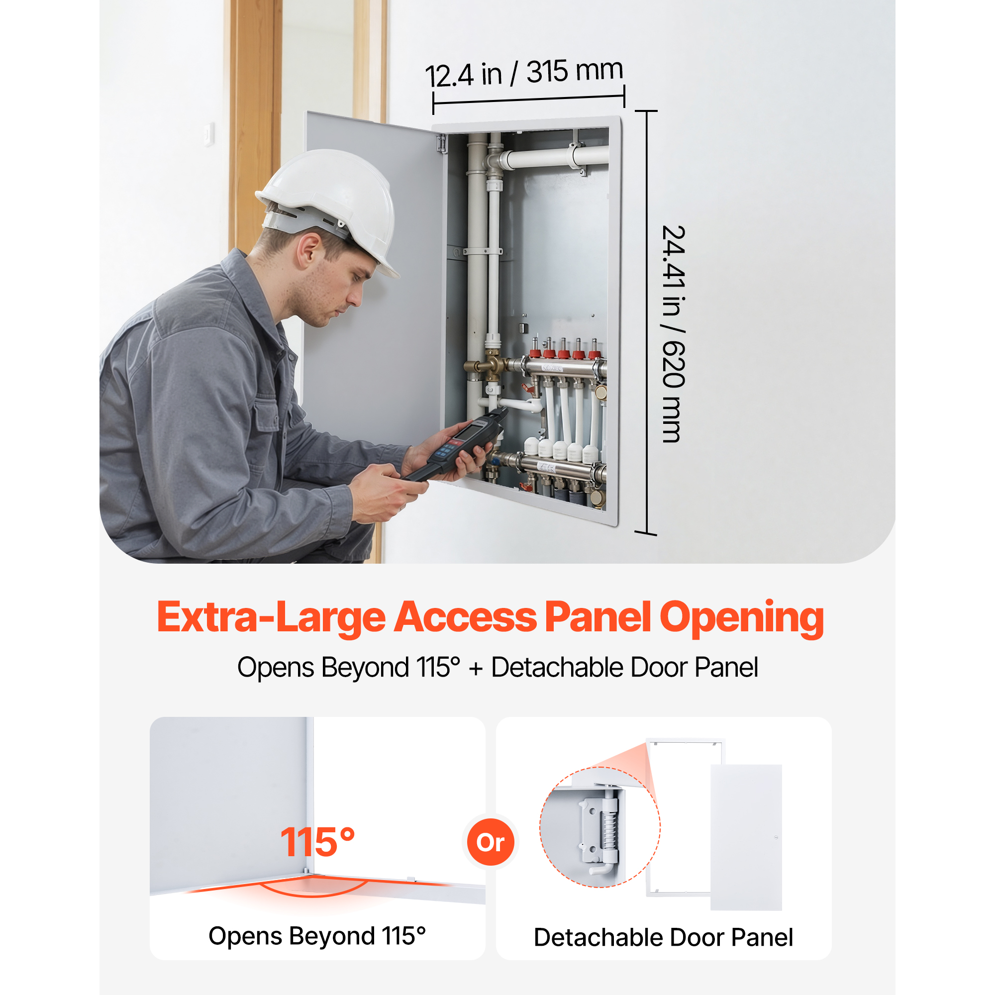 Access Panel For Drywall, Galvanized Steel Access Door, Easy Install Hinged Service Panel With Screwdriver Latch,… - 5