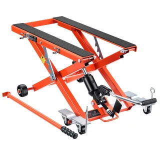 Hydraulic Motorcycle Lift Jack, 1100 Lbs Capacity, Scissor Lift Jack Portable Motorcycle Hoist Stand With 6 Wheels, 4.72-15.15 Height Range, Hydraulic Foot-Operated Hoist Stand For