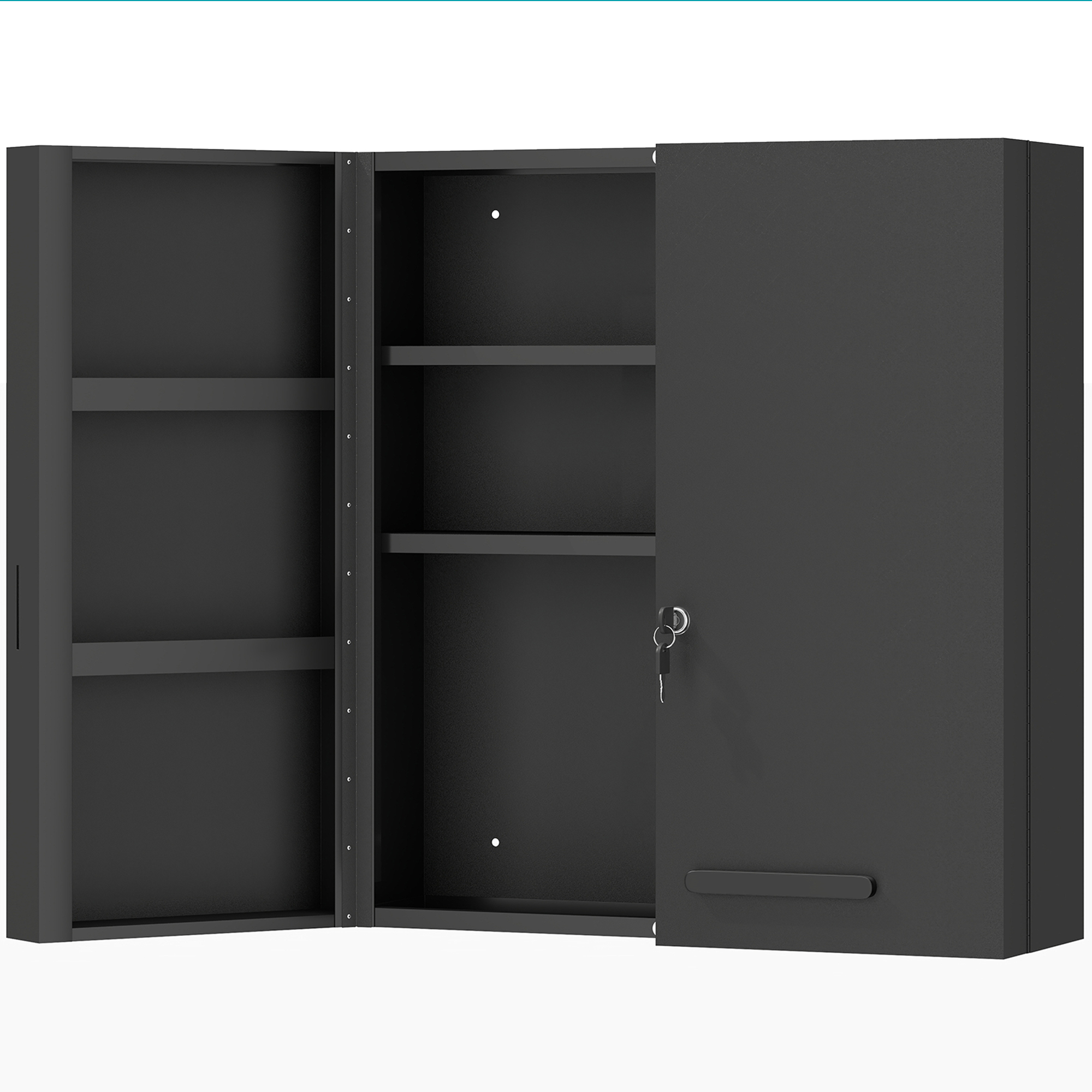 Medizinschrank, Abschließbarer Medikamentenschrank Mit 2 Türen Und 6 Regalen, Schwarz
