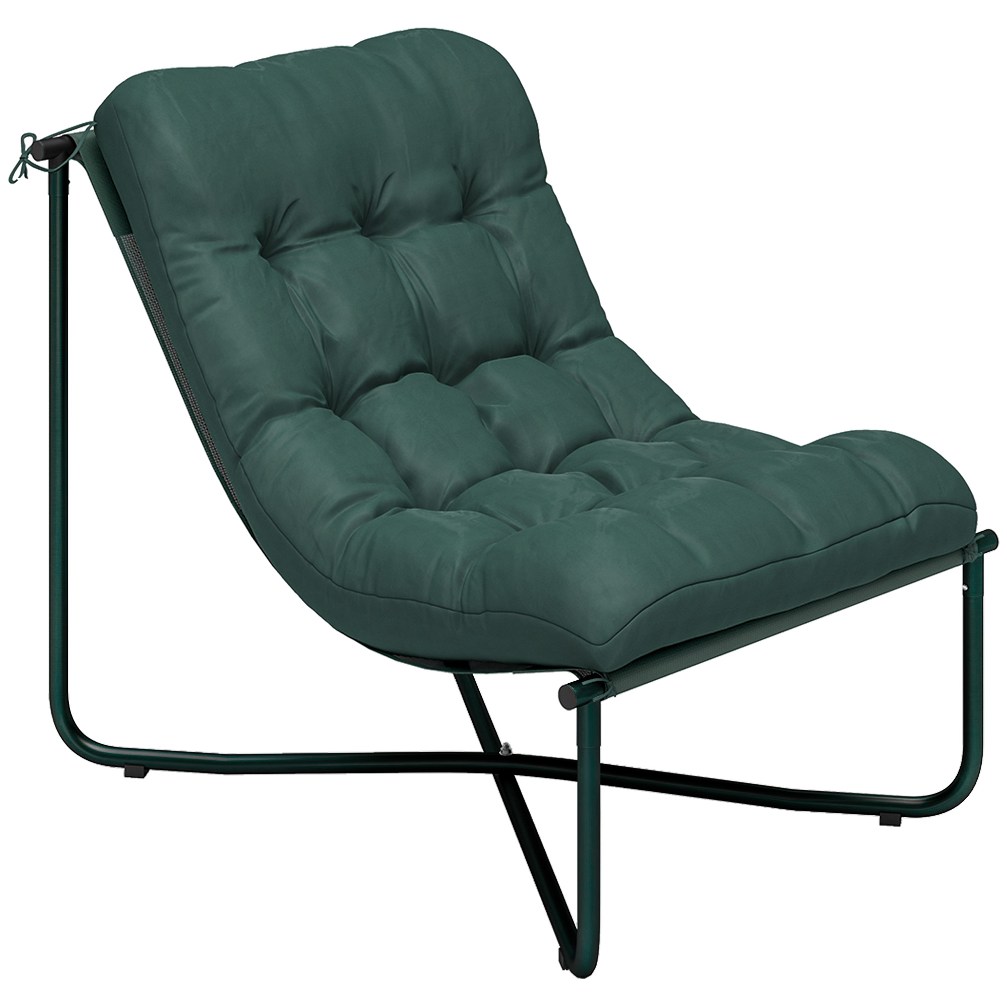Gartenstuhl Gartensessel Mit Kissen Atmungsaktiver Sling-Sitz Stahlrahmen Für Garten Terrasse 76 X 92 X 76 Cm Dunkelgrün