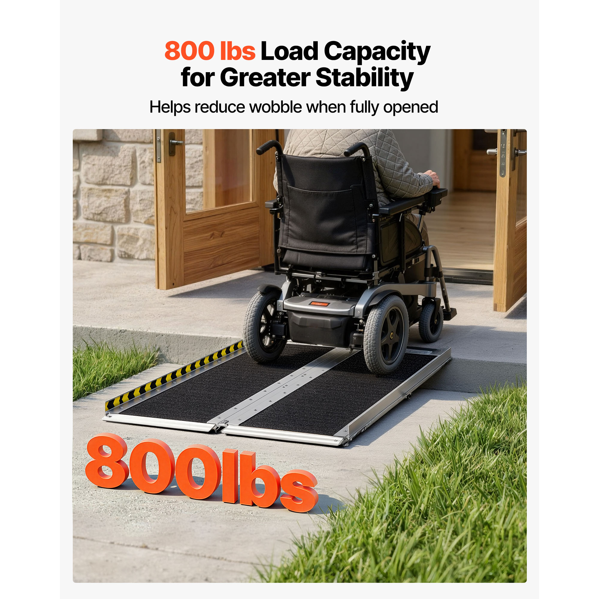 Portable Wheelchair Ramp, 4FT, Non-Slip Aluminum Folding Handicap Ramp For Wheelchair, 800 Lbs Capacity… image 3