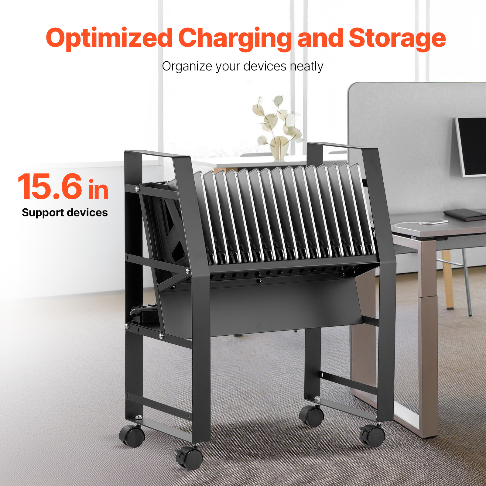 Charging Cart, 16 Device Mobile Open Charging Station, Up To 15.6 In Screen Size, Office And Classroom Mobile Charging Cart, For Chromebook, Tablet And Laptop 2
