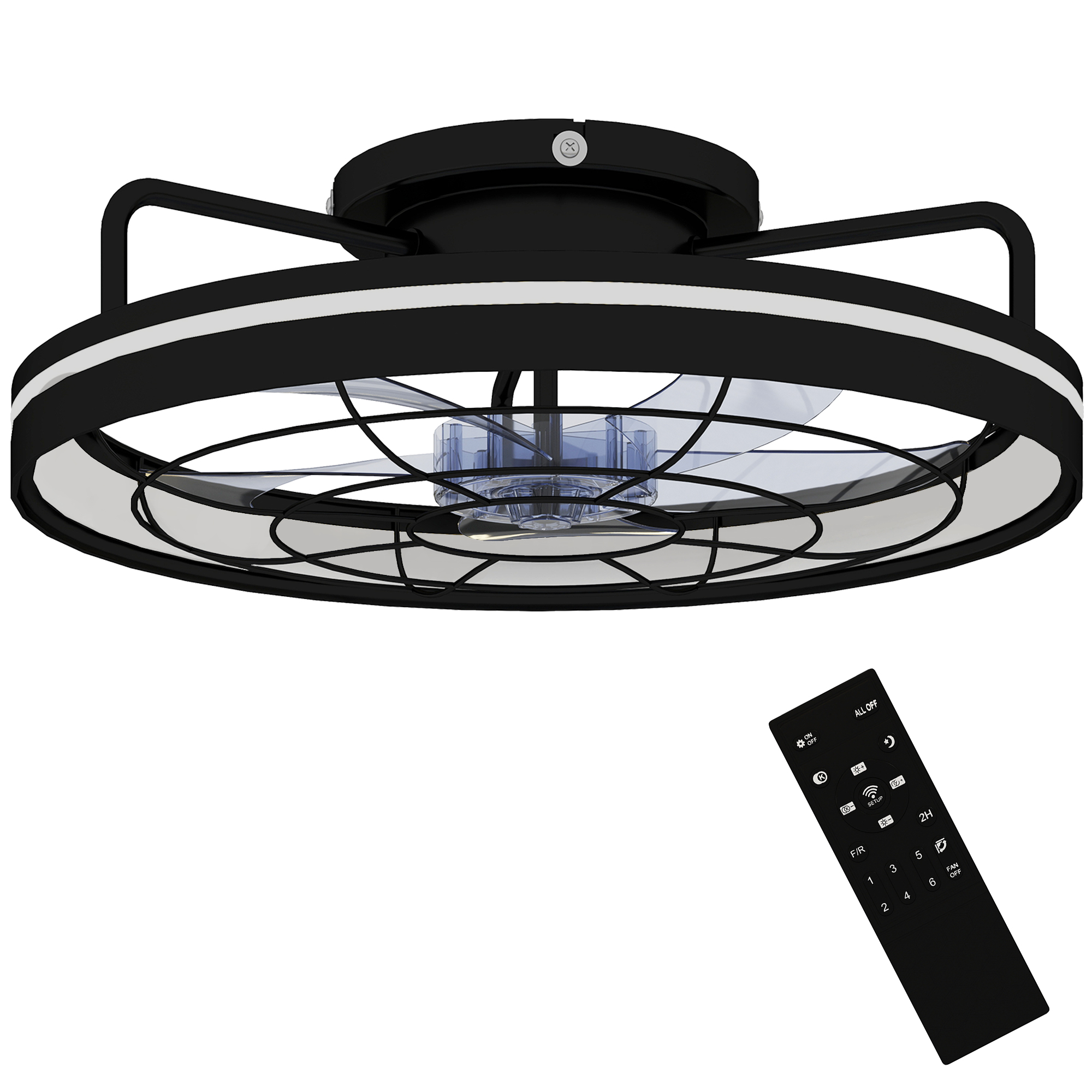 Deckenventilator Mit Licht Und Fernbedienung, 48 Cm LED-Deckenventilator Mit 3 Farbtemperaturen, 6 Geschwindigkeiten, Timer, Schwarz