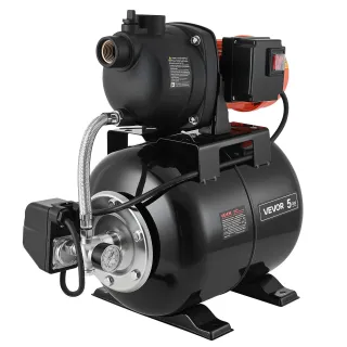 1.1 H P Shallow Well Pump With Pressure Tank, 120V 1320 GPH, Plastic Irrigation Jet Pump With 5-Gal Tank, Automatic Water Booster Transfer System, 20 40 PSI Pressure Switch, For Ho