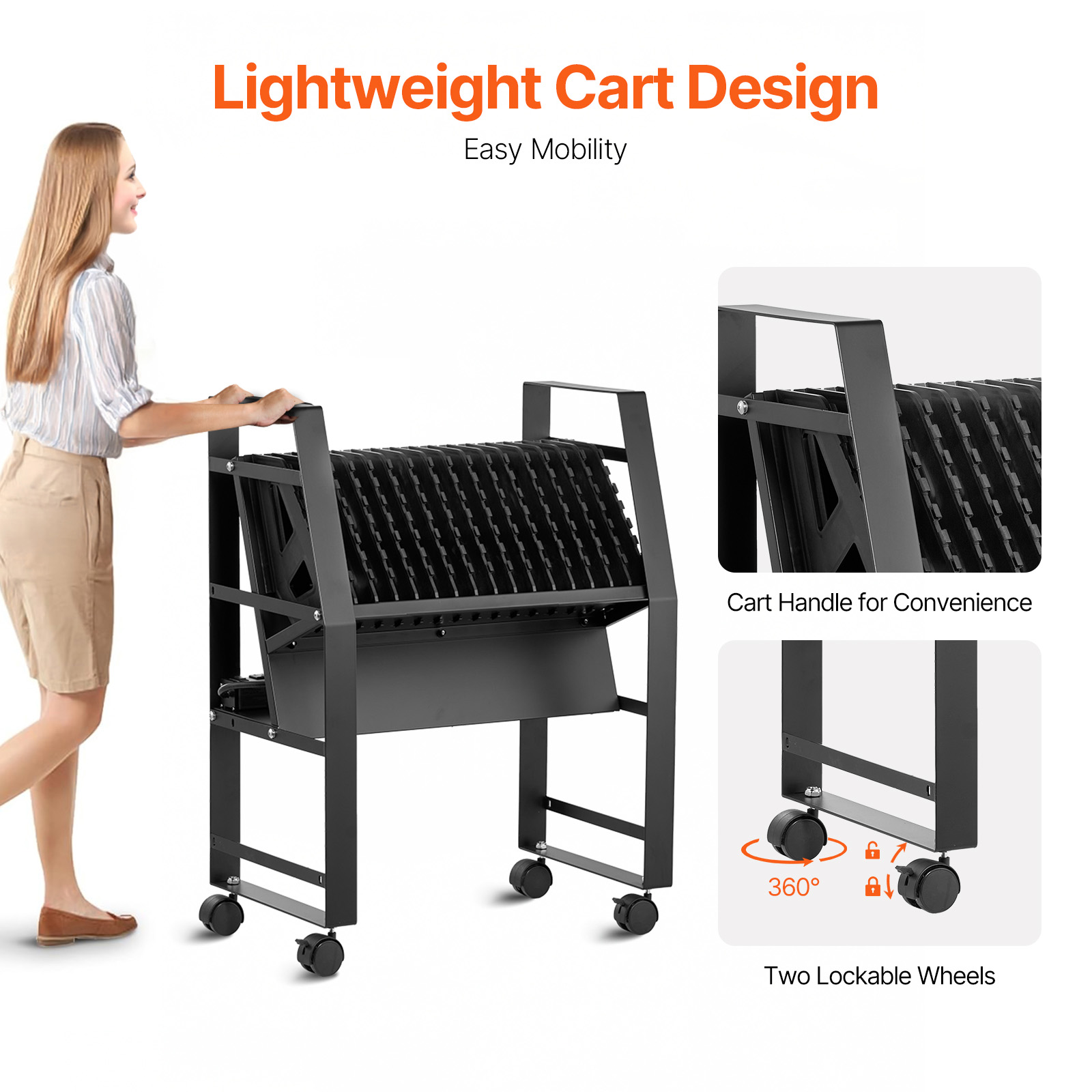 Charging Cart, 16 Device Mobile Open Charging Station, Up To 15.6 In Screen Size, Office And Classroom Mobile Charging Cart, For Chromebook, Tablet And Laptop 5