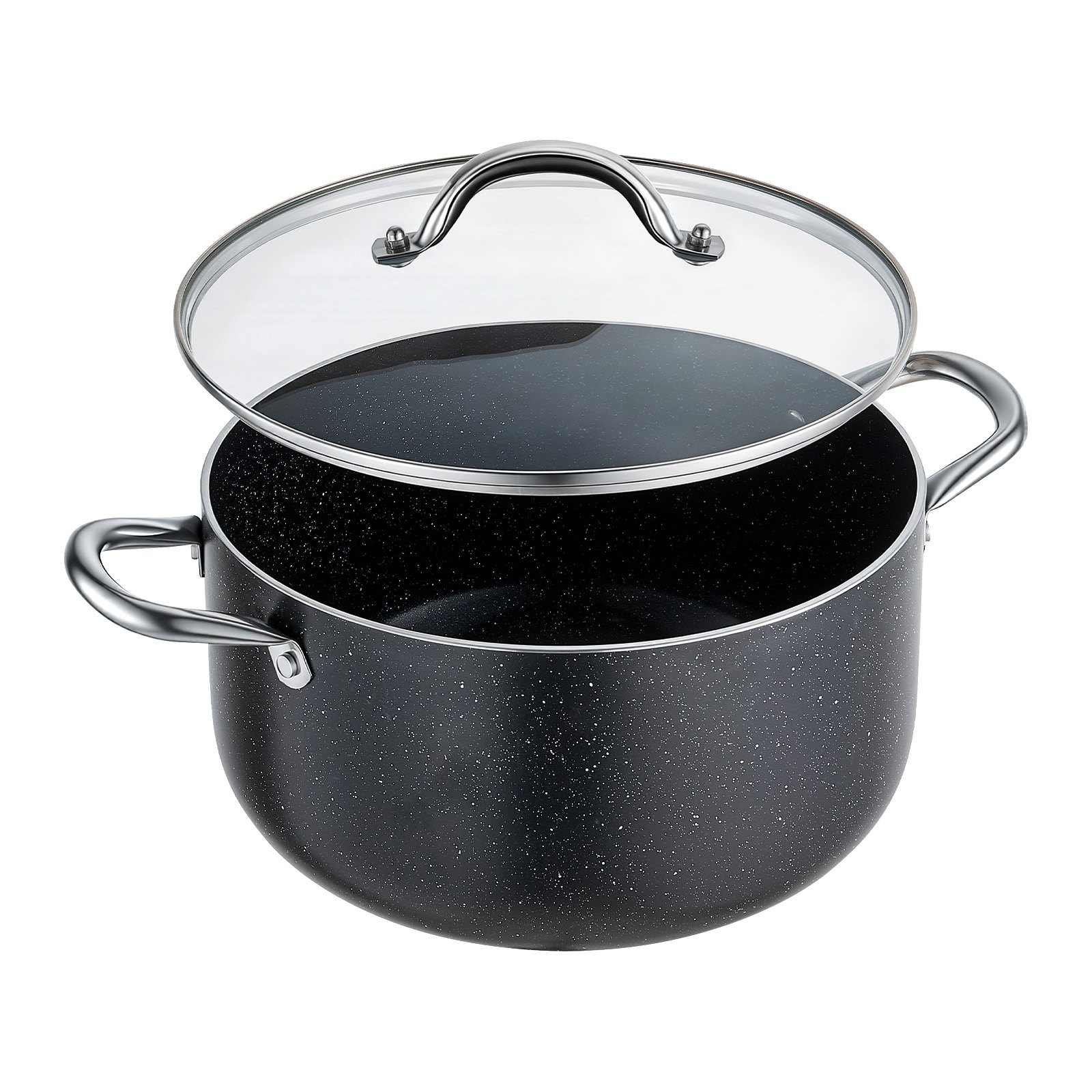 Aluminum Stock Pot, 8-Quart Nonstick Ceramic Coated Pot With Glass Lid, PFOA-Free, PFAS-Free, Compatible With Gas Stoves, Induction Cooktops, Electric Stoves, For Soups, Stews, And Pasta