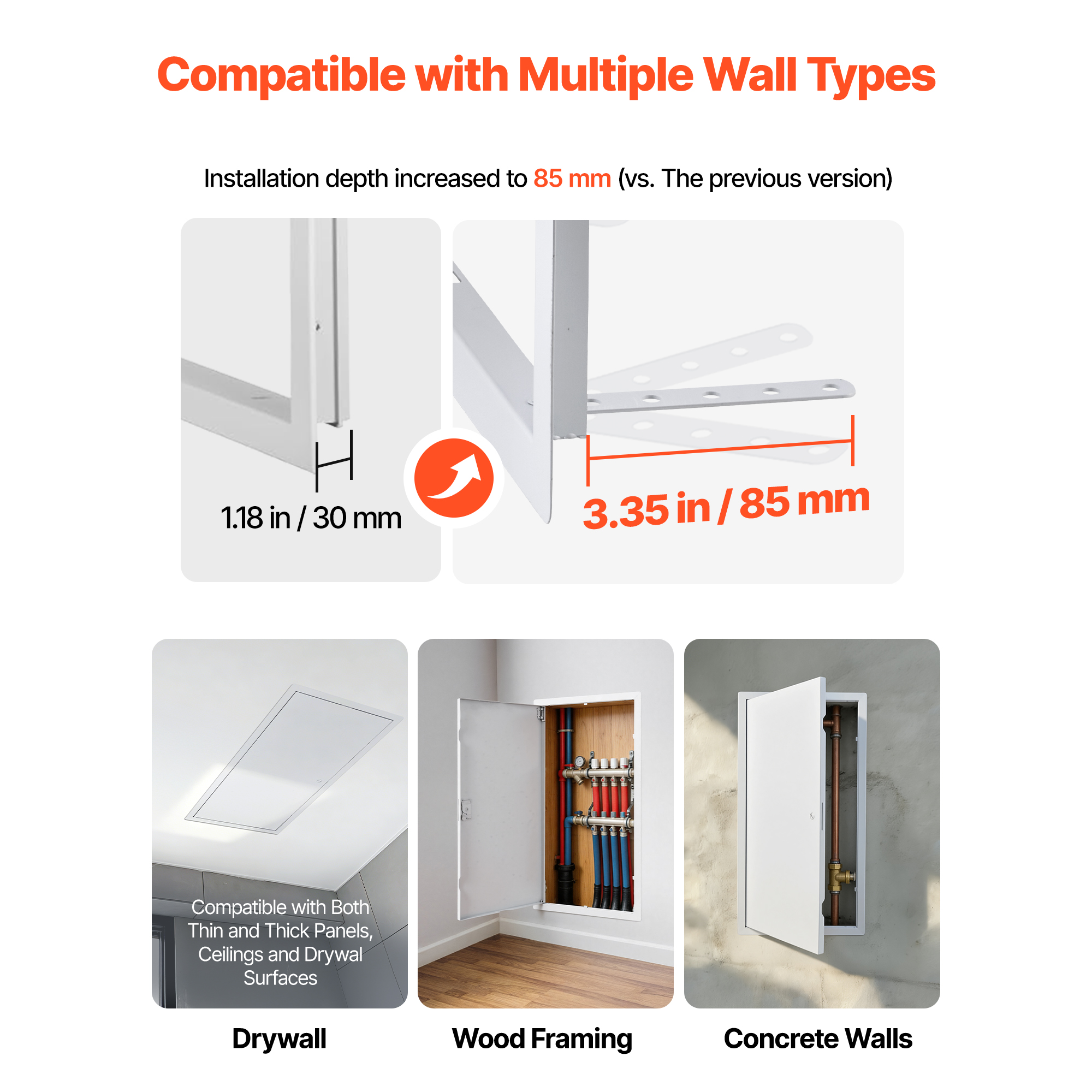 Access Panel For Drywall, 25.3 X 13.3 In Galvanized Steel Access Door, Easy Install Hinged Service Panel With Screwdriver Latch, For Ceiling Plumbing Electrical, 12.4 X 24.4 In Cutout Size White