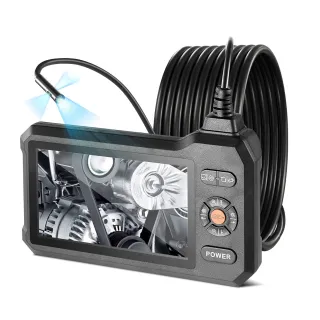 Triple Lens Endoscope With Light, 5 HD IPS Screen Industrial Borescope, 1280 X 720 Lens, 8  2 LEDs, 8X Zoom, IP67 Waterproof Inspection Snake Camera For Auto, Plumbing 16.4FT Rigid